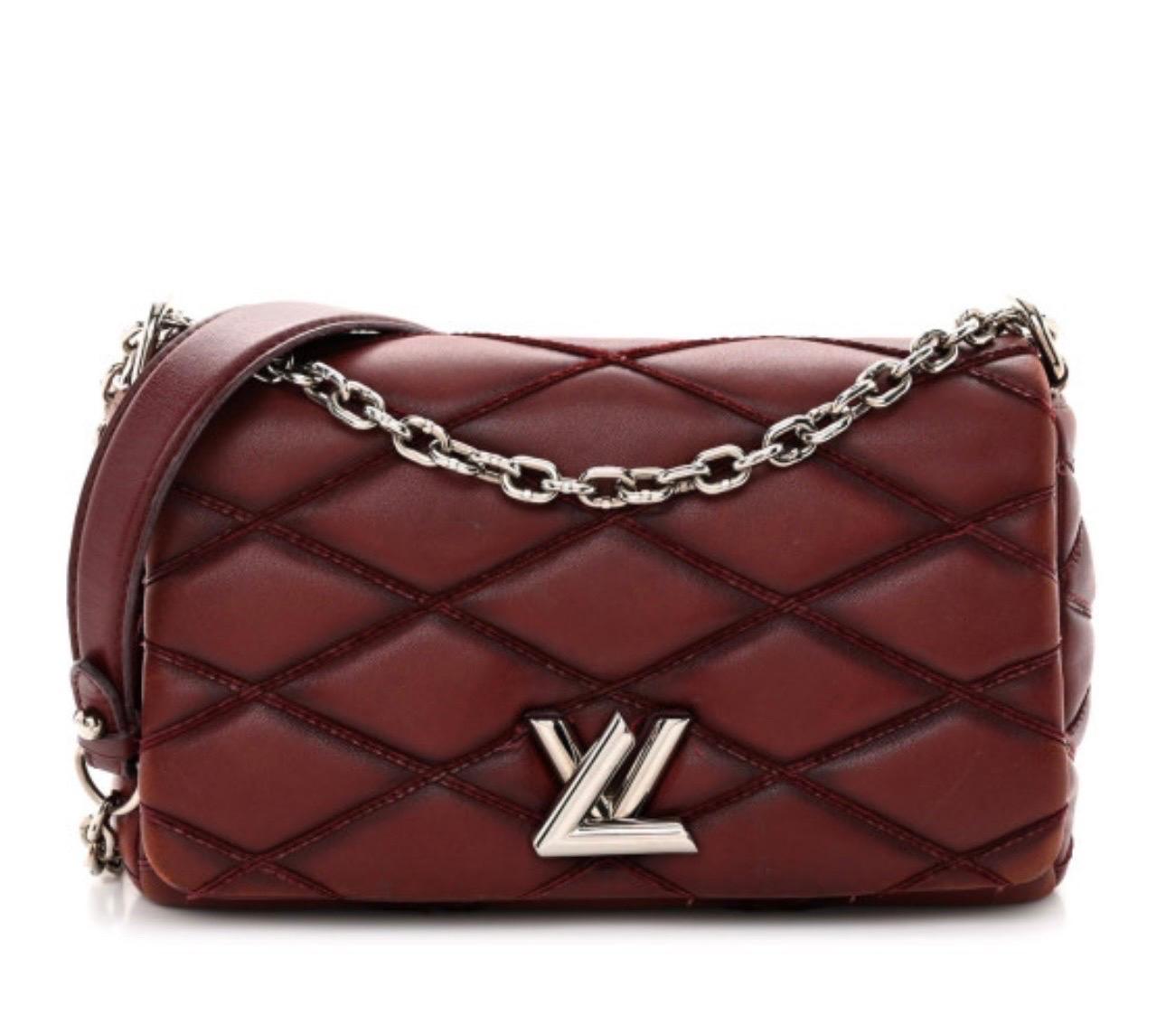 Louis Vuitton Lambskin Malletage GO-14 MM Bordeaux, Excellent Condition Like New For Sale 11