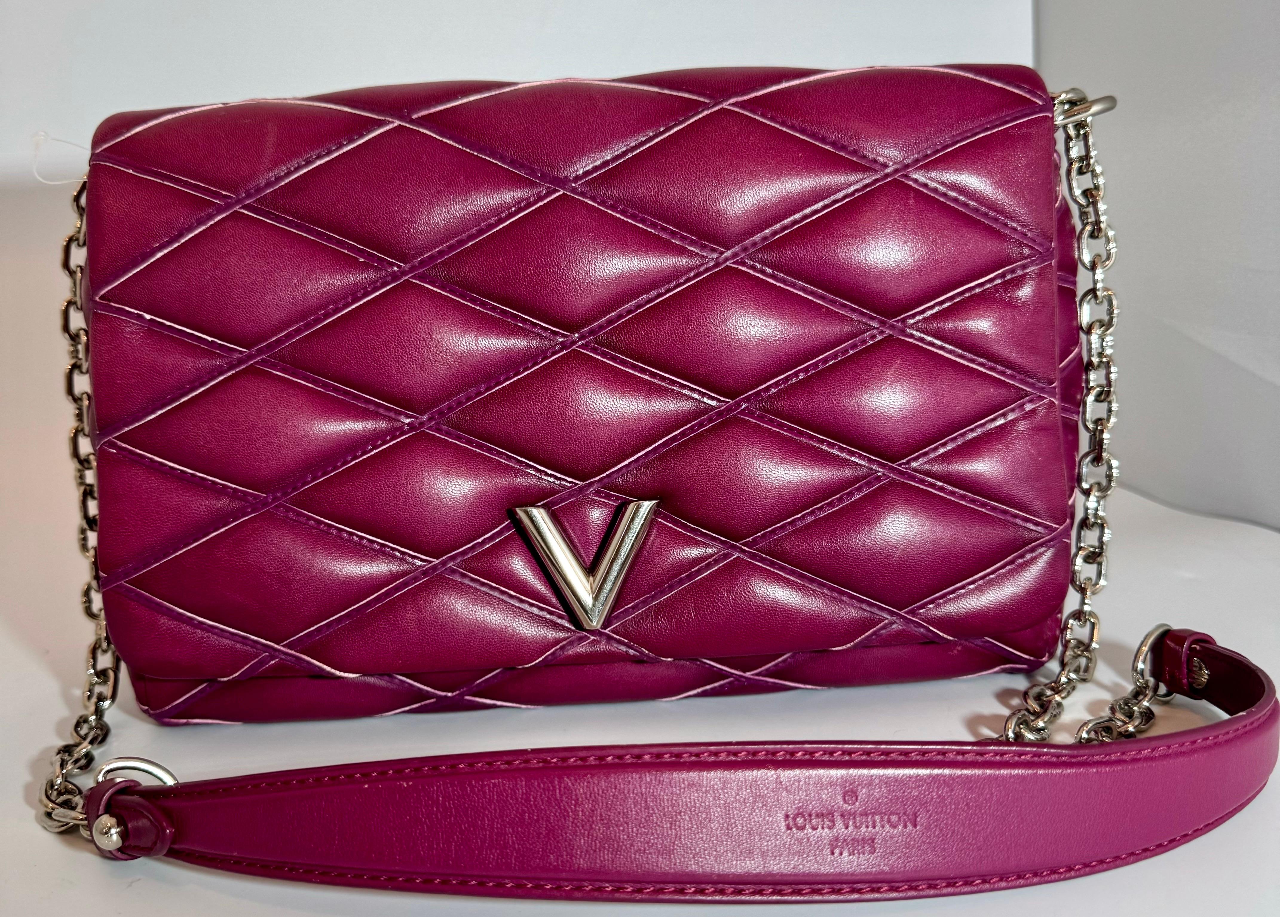 Women's Louis Vuitton Lambskin Malletage GO-14 MM Bordeaux, Excellent Condition Like New For Sale
