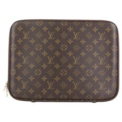 Sold' LOUIS VUITTON Inventeur Brown Gold Monogram Logo Silk Twill