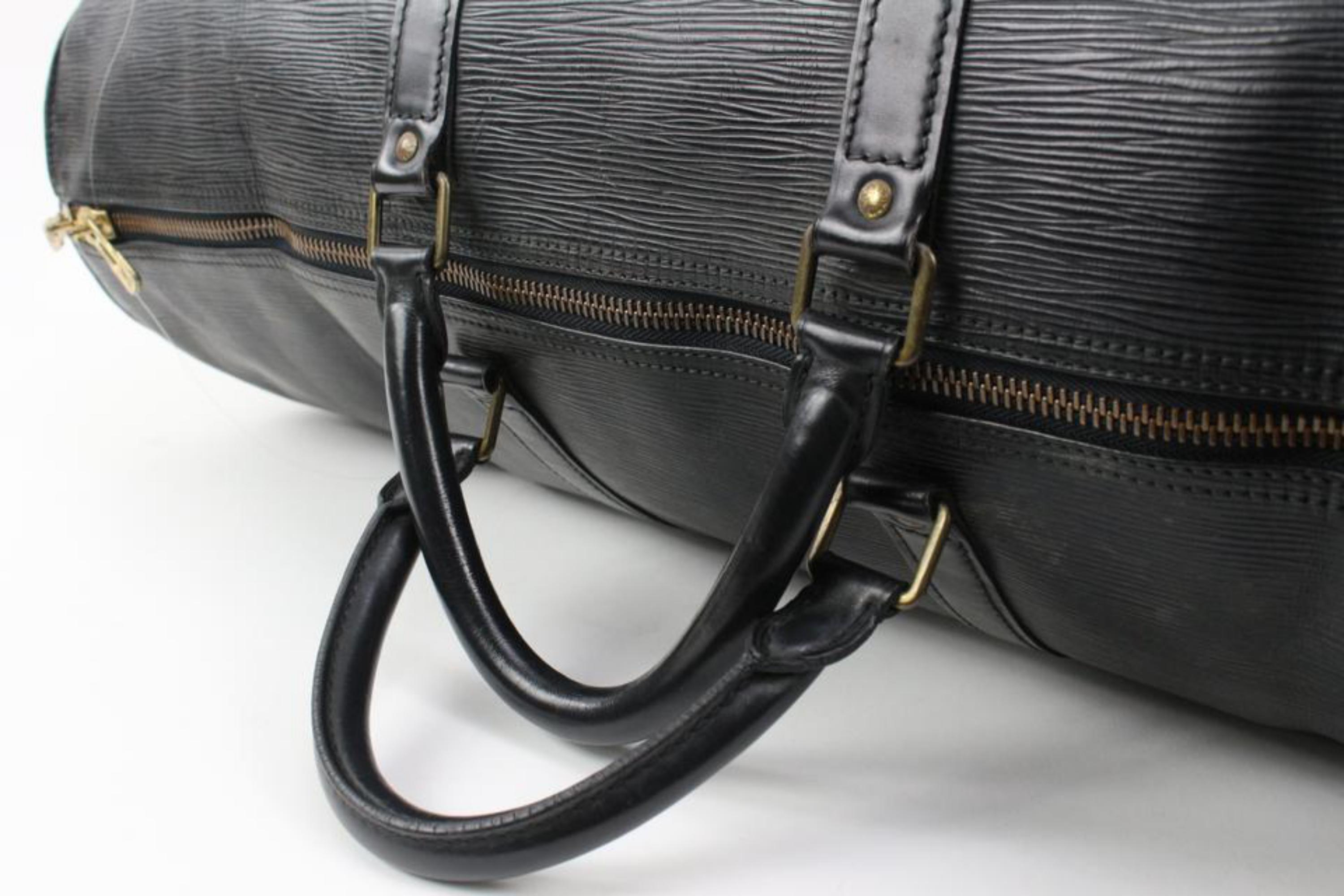 Louis Vuitton Large Black Epi Leather Keepall 55 61lv218s 2