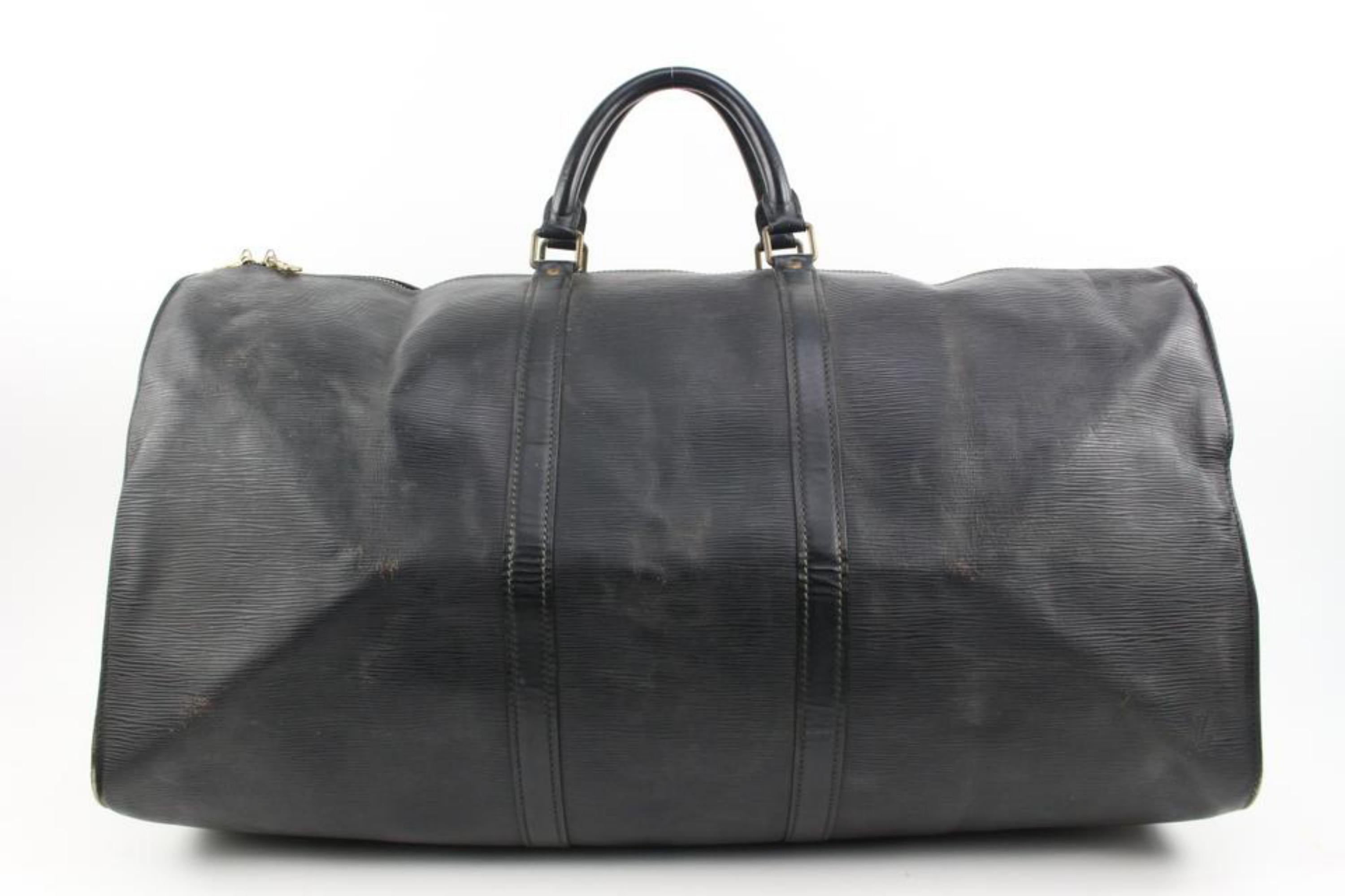 Louis Vuitton Large Black Epi Leather Keepall 55 61lv218s 3