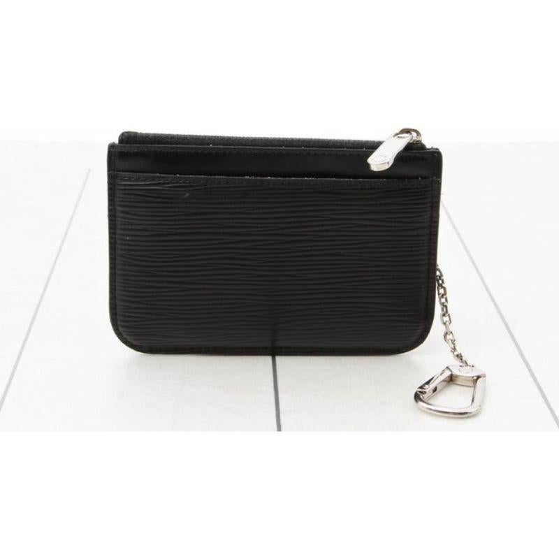 Louis Vuitton Large Black Epi Leather Noir Key Pouch Pochette Cles Keychain For Sale 4