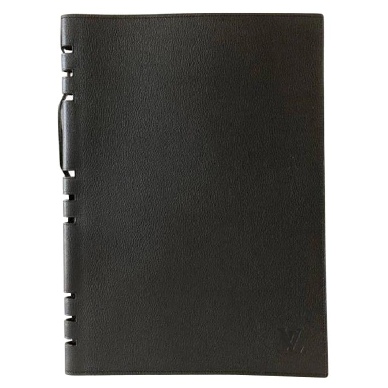 Großes schwarzes Leder-Damen-Handbuchdeckel von Louis Vuitton GM 858119
