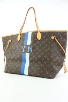 Louis Vuitton Large Blue Monogram Mon Stripe Neverfull GM Tote Bag 369lvs525