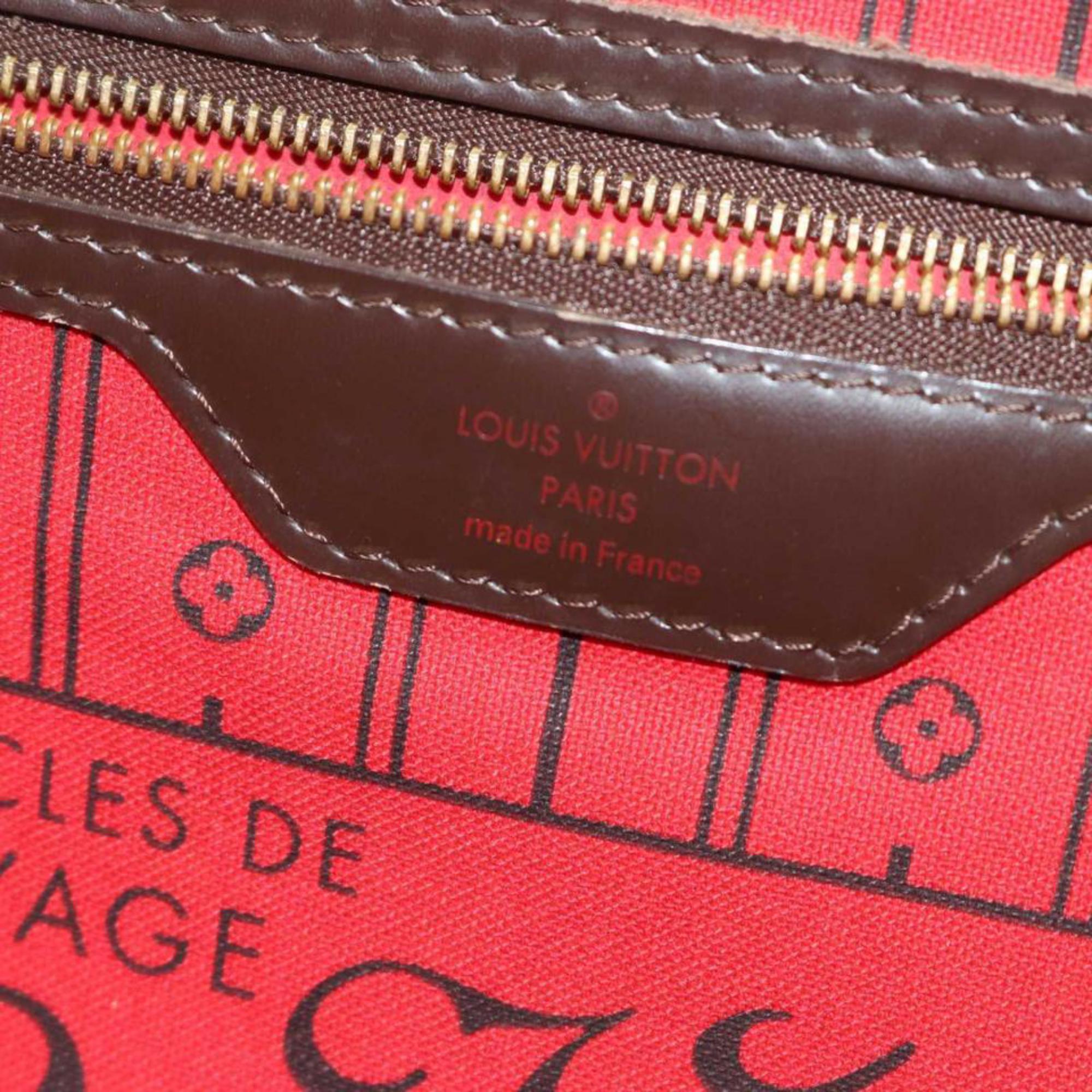 Marron Louis Vuitton grand sac fourre-tout Neverfull GM damier ébène 2LVL1223 en vente