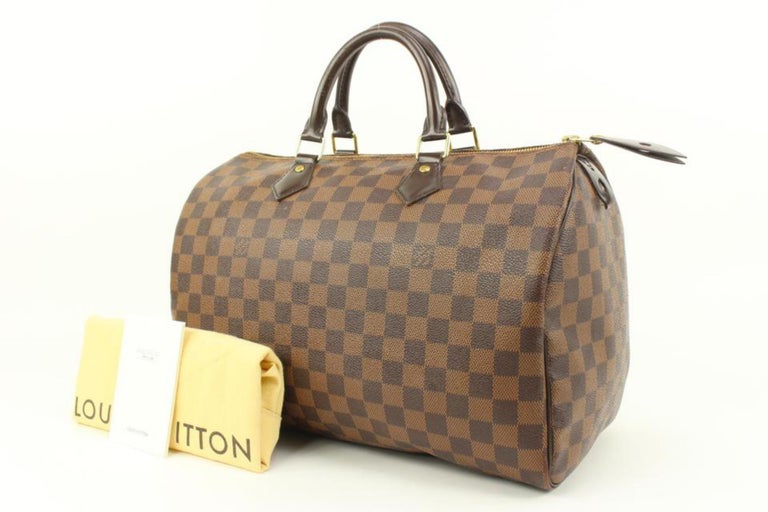 Louis Vuitton Speedy 35 Handbag in Ebene Damier Canvas and Brown