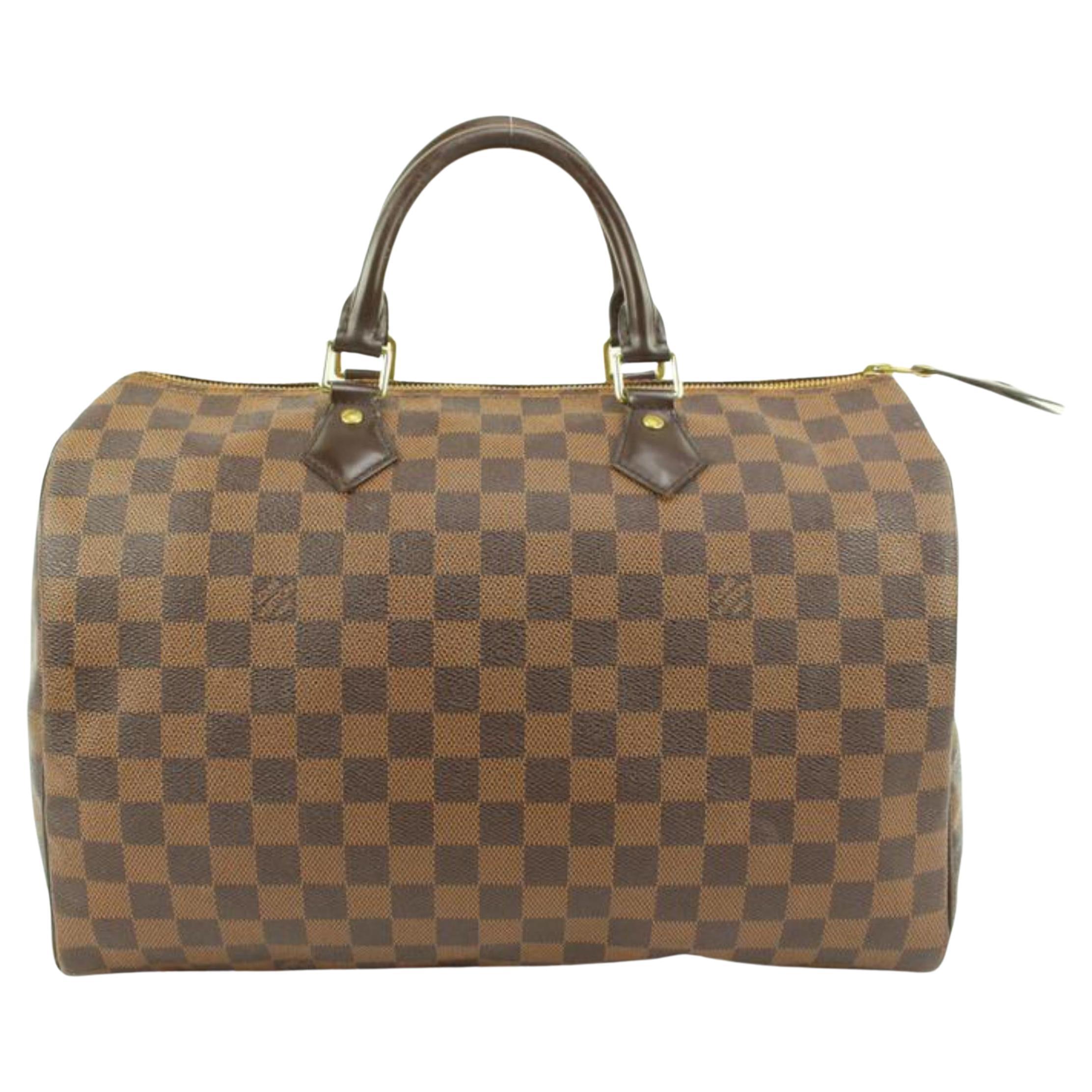 Louis Vuitton Large Damier Ebene Speedy 35 Boston Bag GM 84lk33s For Sale