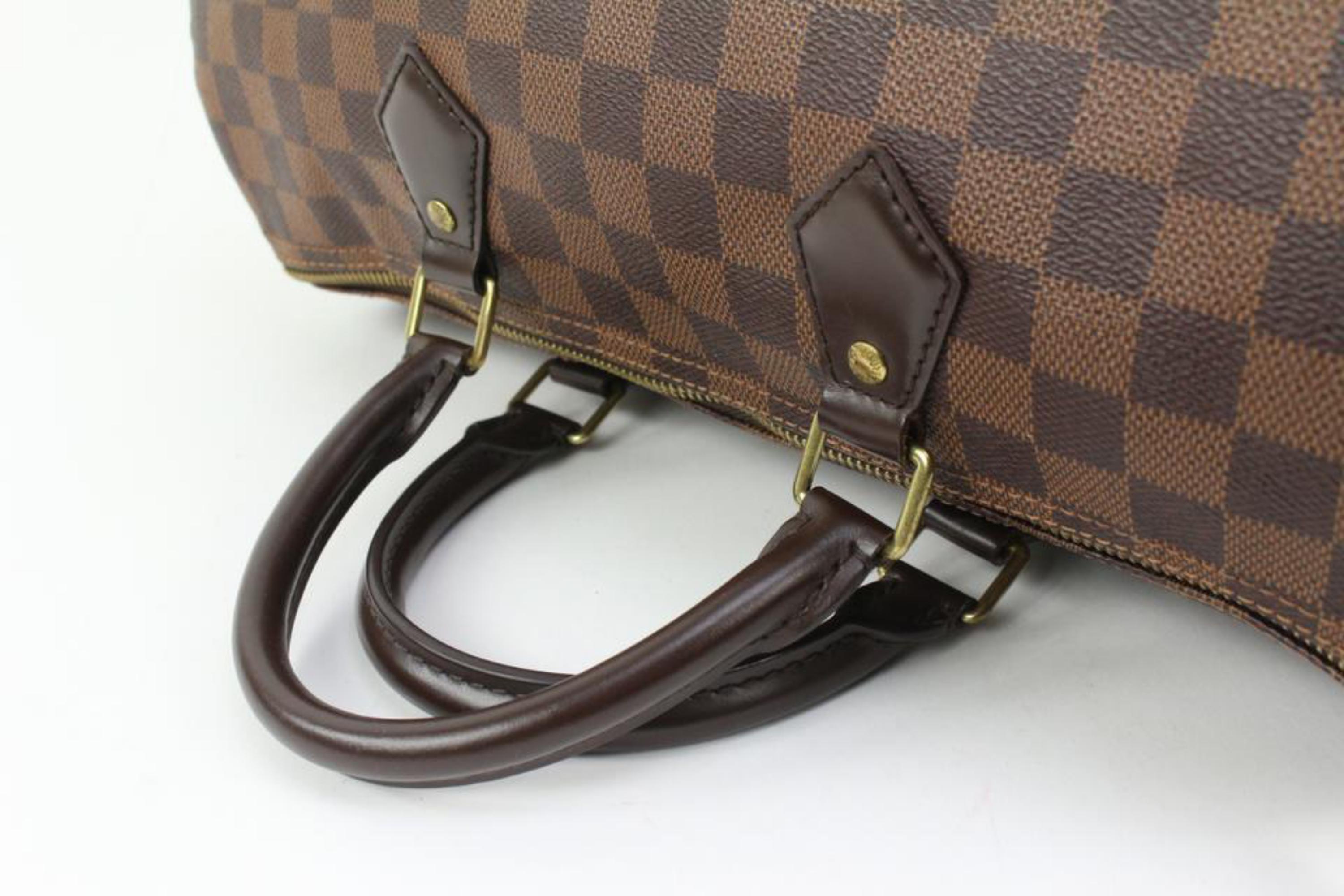 Brown Louis Vuitton Large Damier Ebene Speedy 35 Boston Bag GM3lv34s