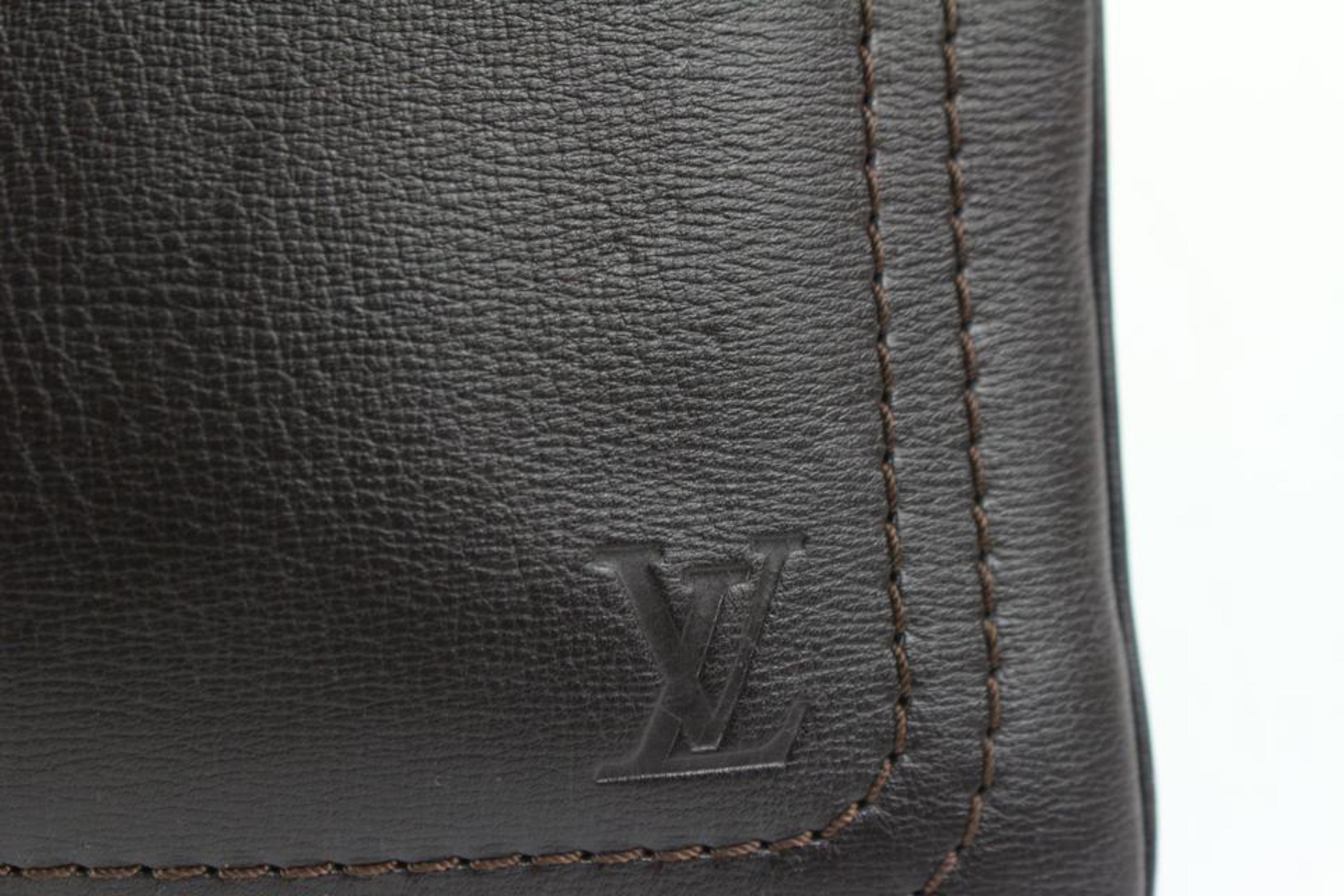 Louis Vuitton Large Dark Brown Utah Leather Sac Plat Messenger Bag 16lv216s For Sale 2