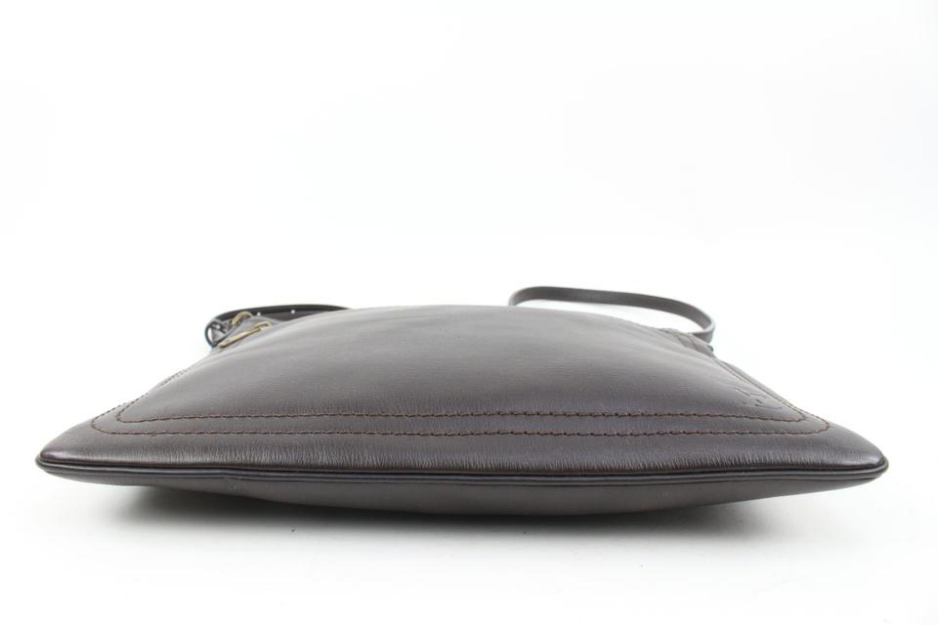 Louis Vuitton Large Dark Brown Utah Leather Sac Plat Messenger Bag 16lv216s For Sale 3