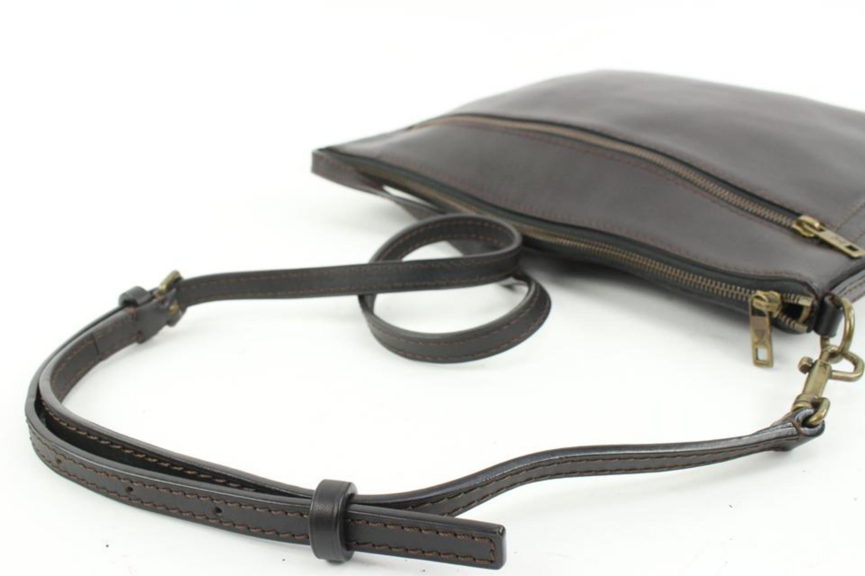 Women's Louis Vuitton Large Dark Brown Utah Leather Sac Plat Messenger Bag s214lv83 For Sale
