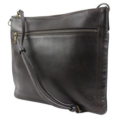 Vintage Louis Vuitton Large Dark Brown Utah Leather Sac Plat Messenger Bag s214lv83