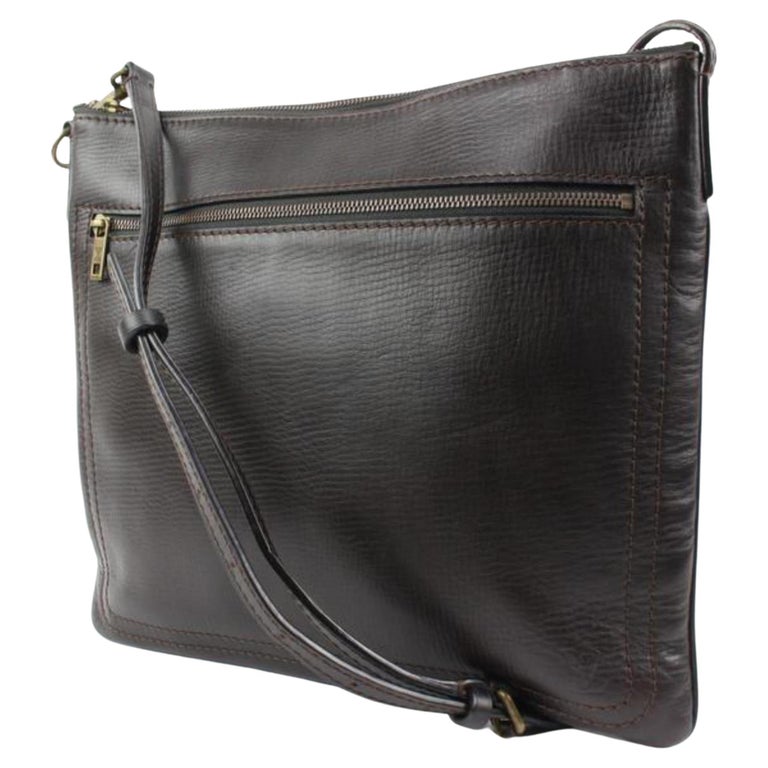 Louis Vuitton - Grand sac à bandoulière en cuir de l'Utah marron foncé  s214lv83 En vente sur 1stDibs