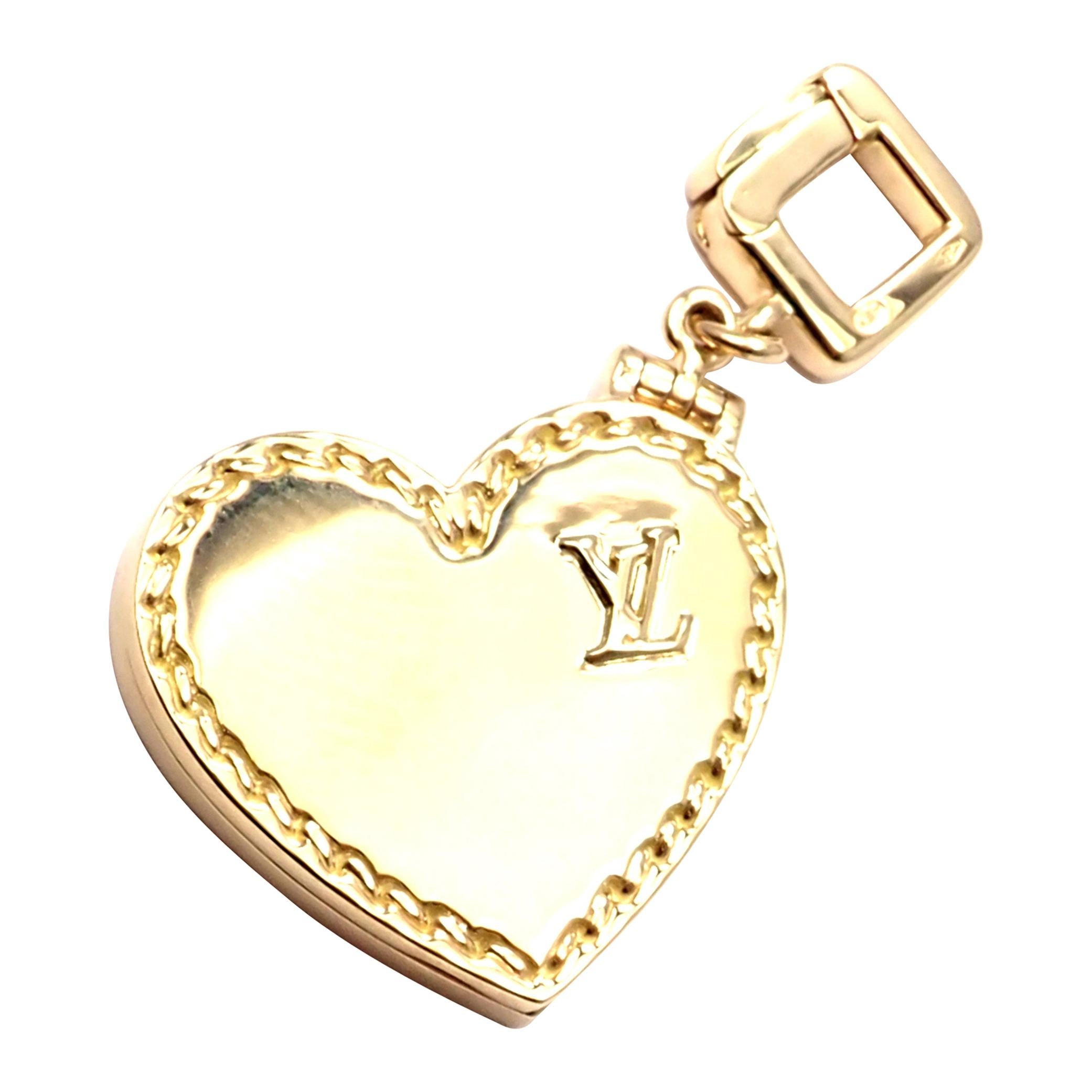 Women's Fashion Louis Vuitton LV Angle Motif Plumage Design Heart-shaped  Yellow Gold Logo Charm Paved