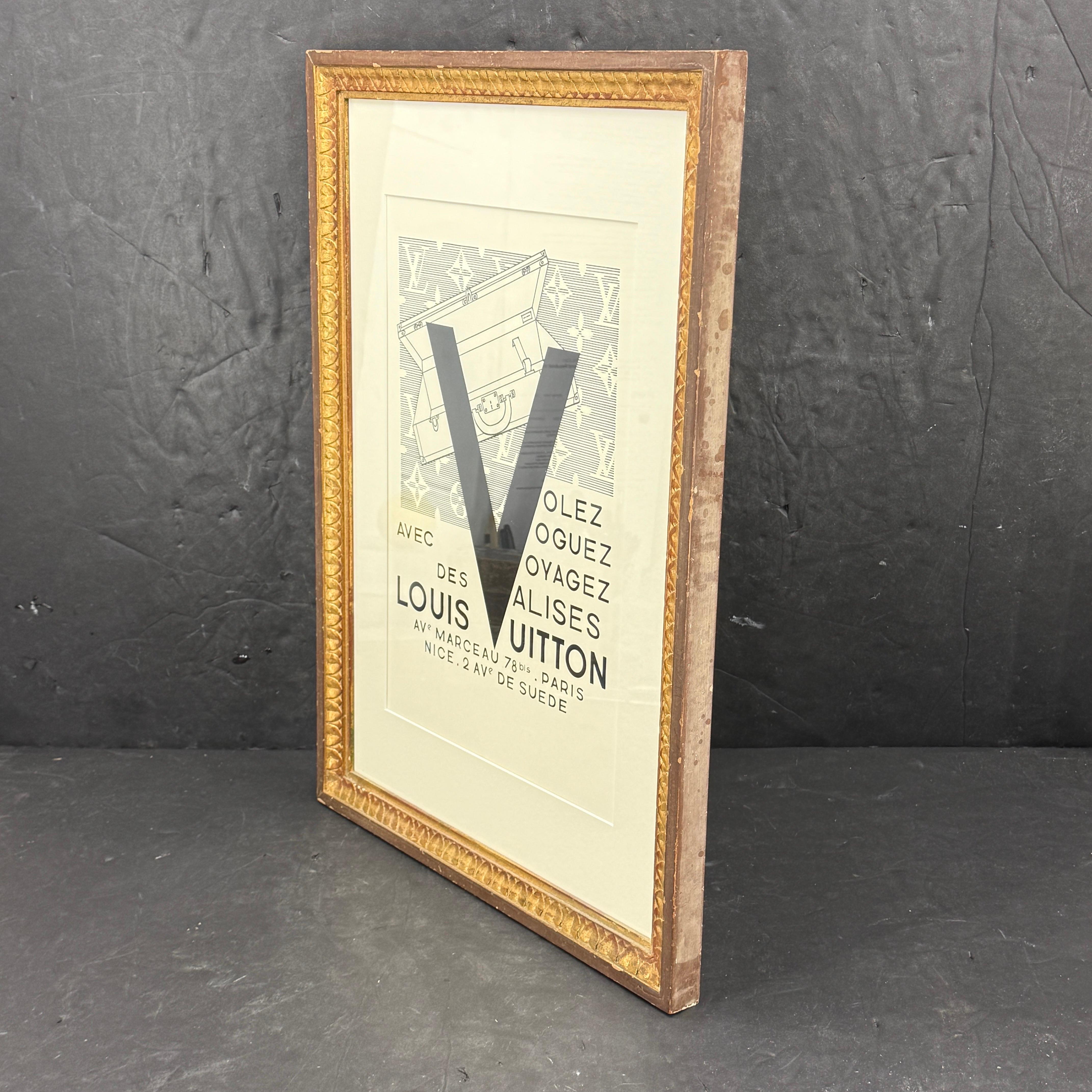 Fatto a mano Louis Vuitton Large LV Suitcase Artwork Print in Gilt Frame in vendita