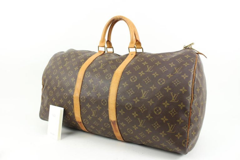 Louis Vuitton Large Monogram Keepall 55 Boston Duffle Bag 36lz420s For Sale  at 1stDibs