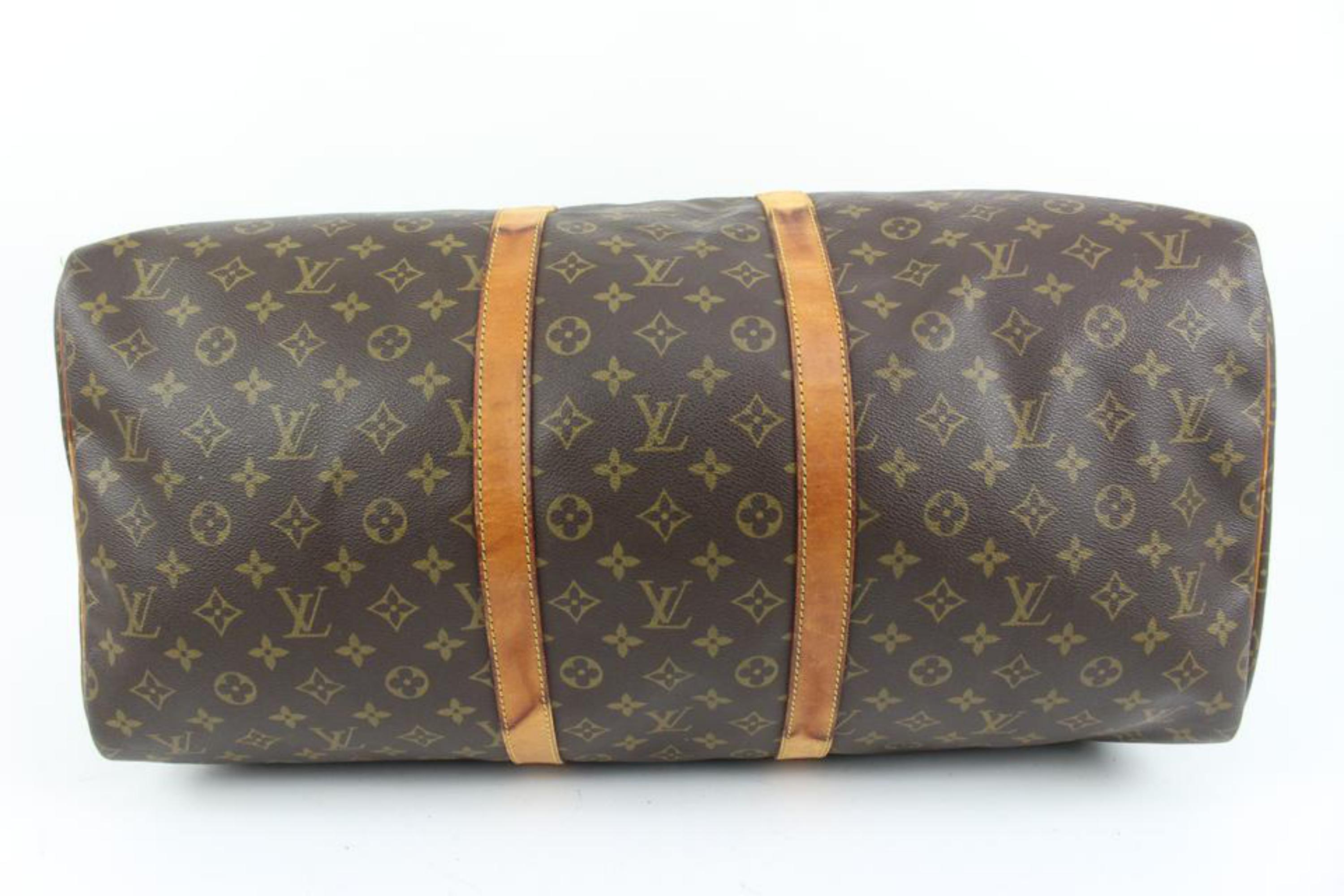Louis Vuitton - Grand sac à main Keepall 55 Boston avec monogramme, 36lz420s en vente 3