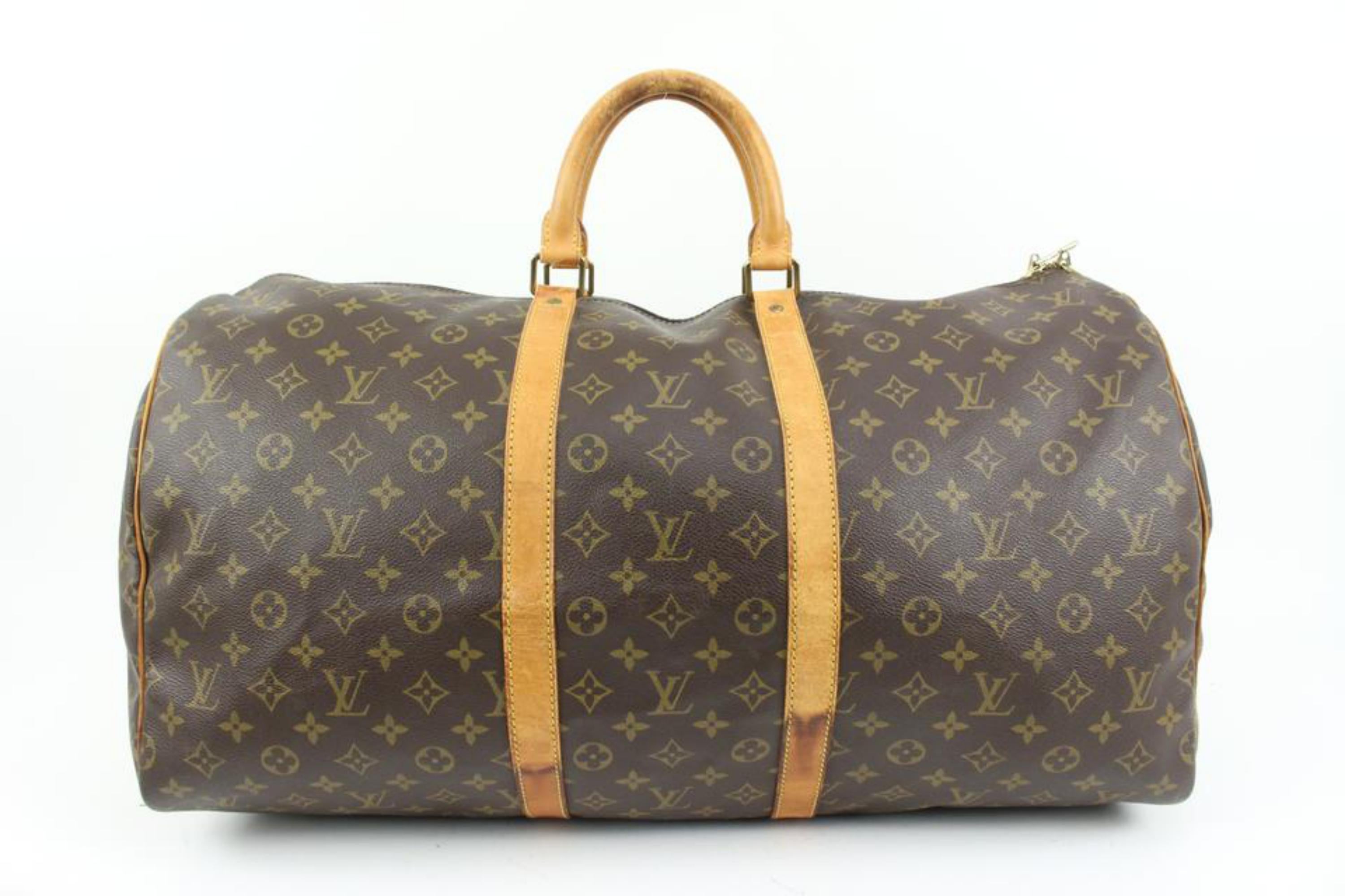 Louis Vuitton - Grand sac à main Keepall 55 Boston avec monogramme, 36lz420s en vente 4