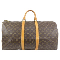 Louis Vuitton - Grand sac à main Keepall 55 Boston avec monogramme 89lz418s