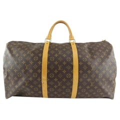 Used Louis Vuitton Large Monogram Keepall 60 Duffle Bag 1L415V