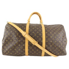 Used Louis Vuitton Large Monogram Keepall Bandouliere 60 Duffle bag with Strap 110lv5