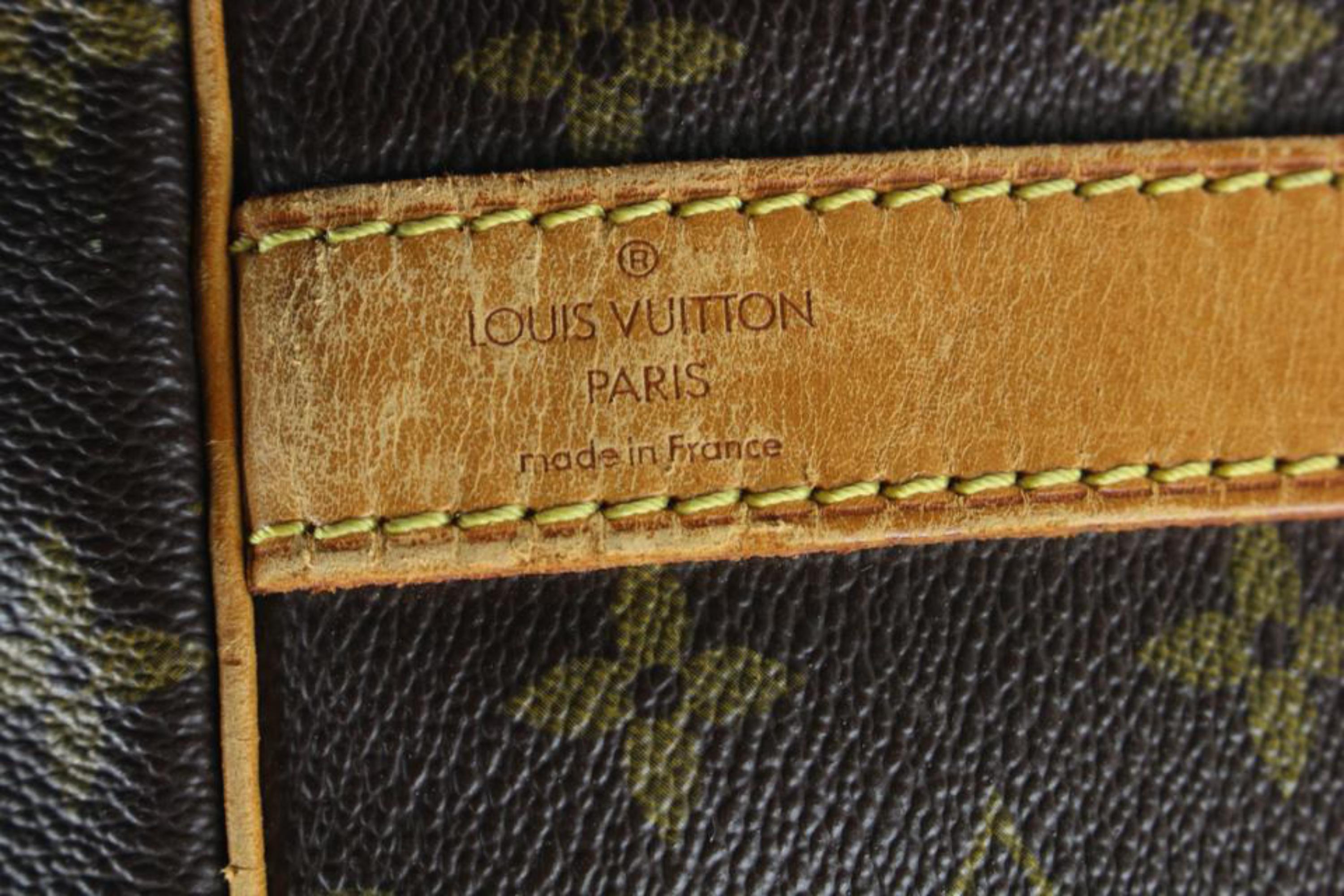 Brown Louis Vuitton Large Monogram Keepall Bandouliere 60 Duffle Bag with Strap 121lv4