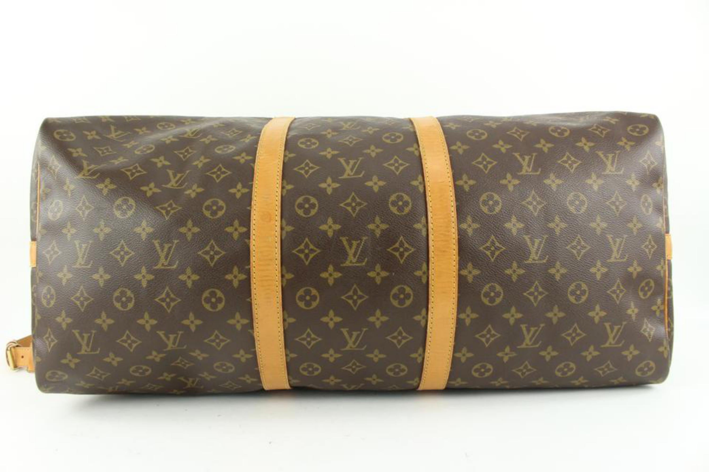 Louis Vuitton Large Monogram Keepall Bandouliere 60 Duffle with Strap 110lv55 For Sale 5
