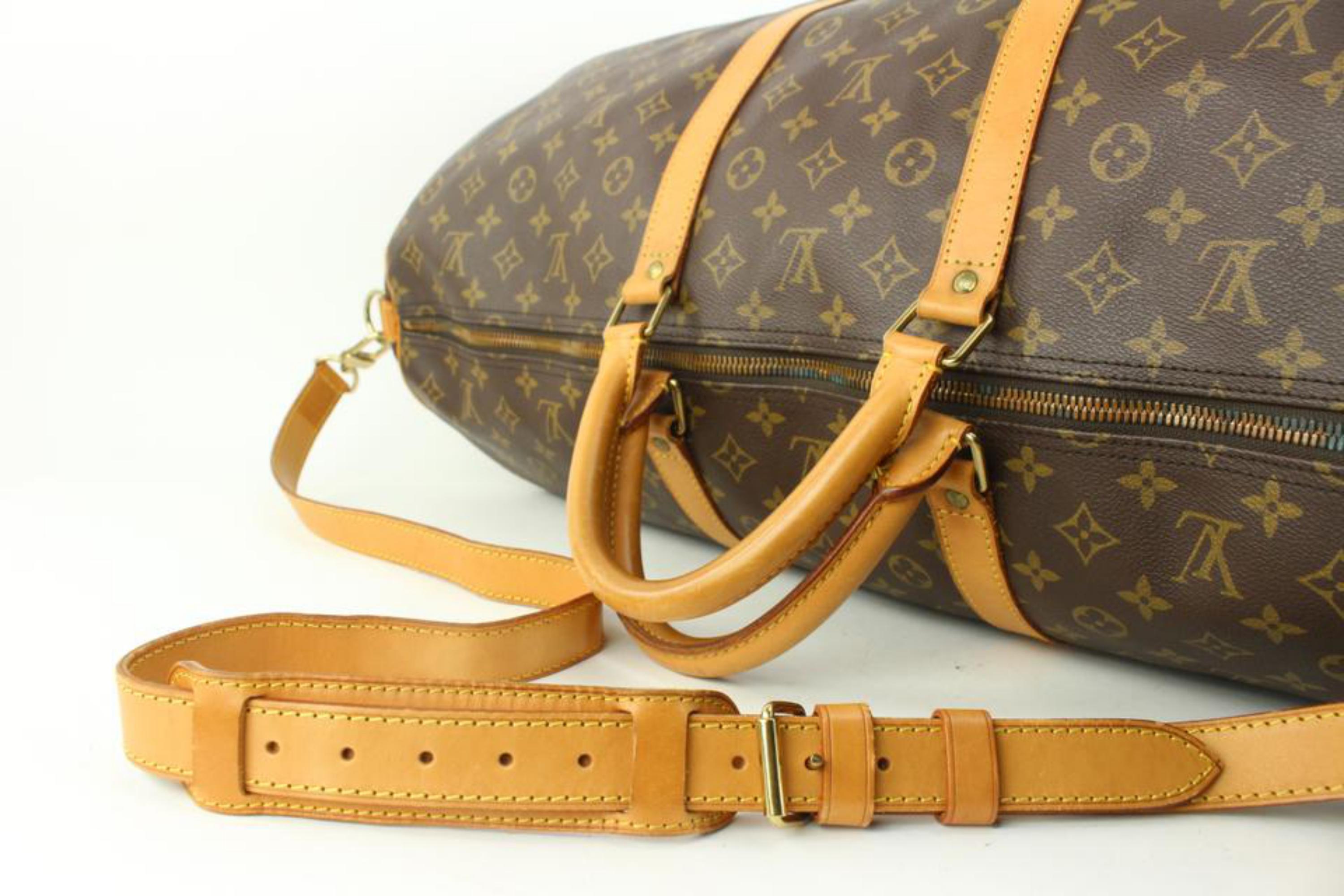 Women's Louis Vuitton Large Monogram Keepall Bandouliere 60 Duffle with Strap 110lv55 For Sale