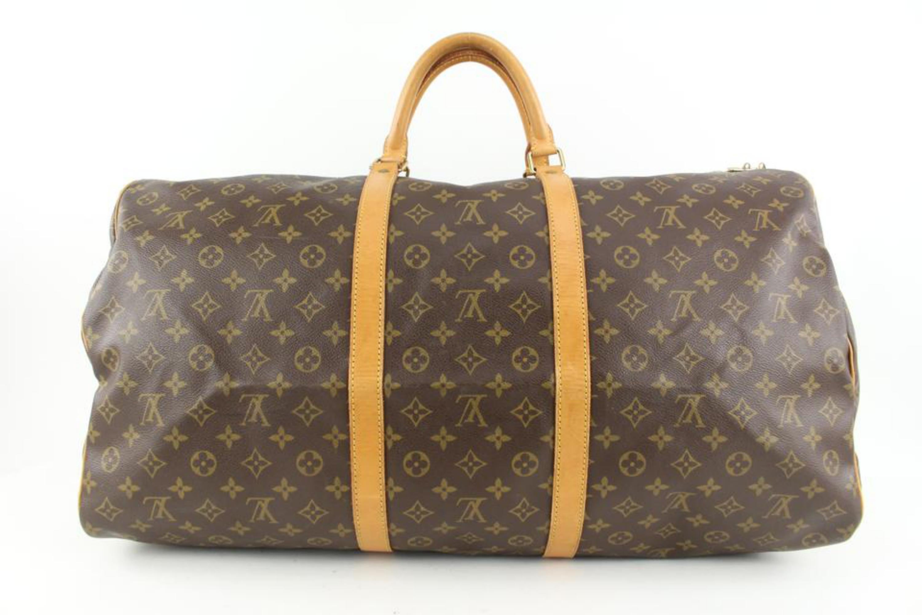 Louis Vuitton Large Monogram Keepall Bandouliere 60 Duffle with Strap 110lv55 For Sale 1