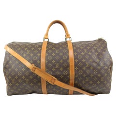 Used Louis Vuitton Large Monogram Keepall Bandouliere 60 Duffle with Strap 90lk328s