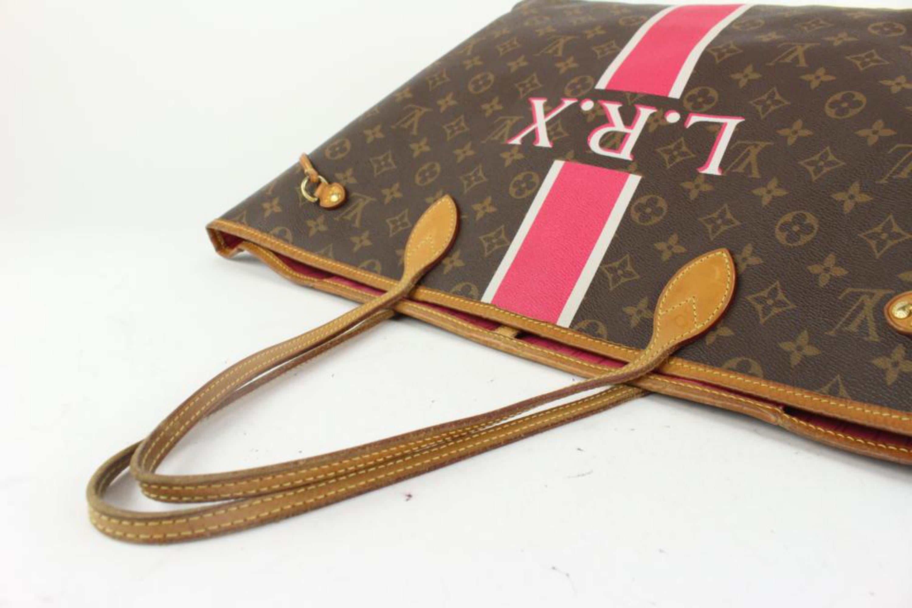 Brown Louis Vuitton Large Monogram Mon Neverfull GM Tote with Stripe 1110lv7 For Sale