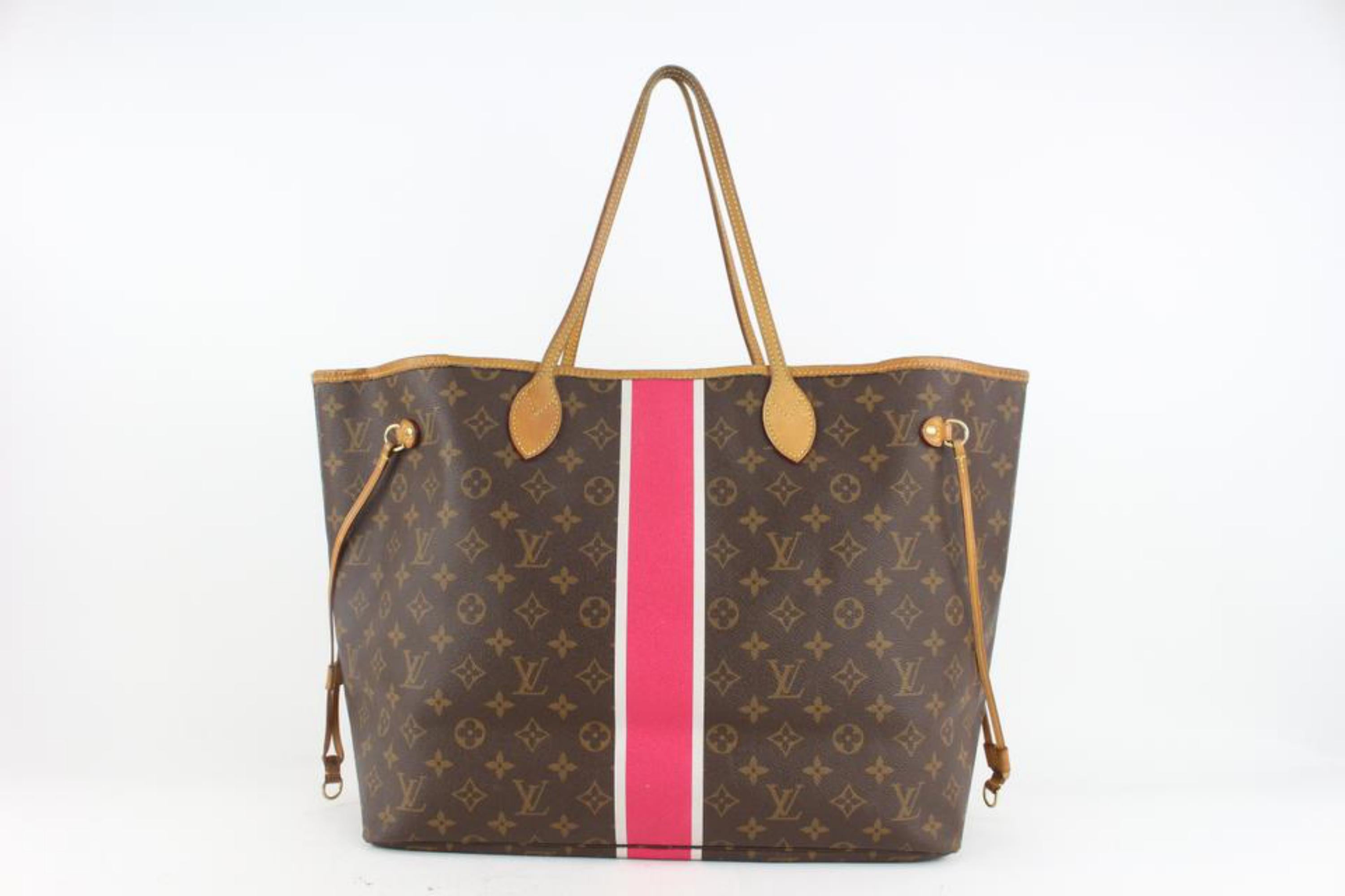 Louis Vuitton Large Monogram Mon Neverfull GM Tote with Stripe 1110lv7 In Good Condition For Sale In Dix hills, NY