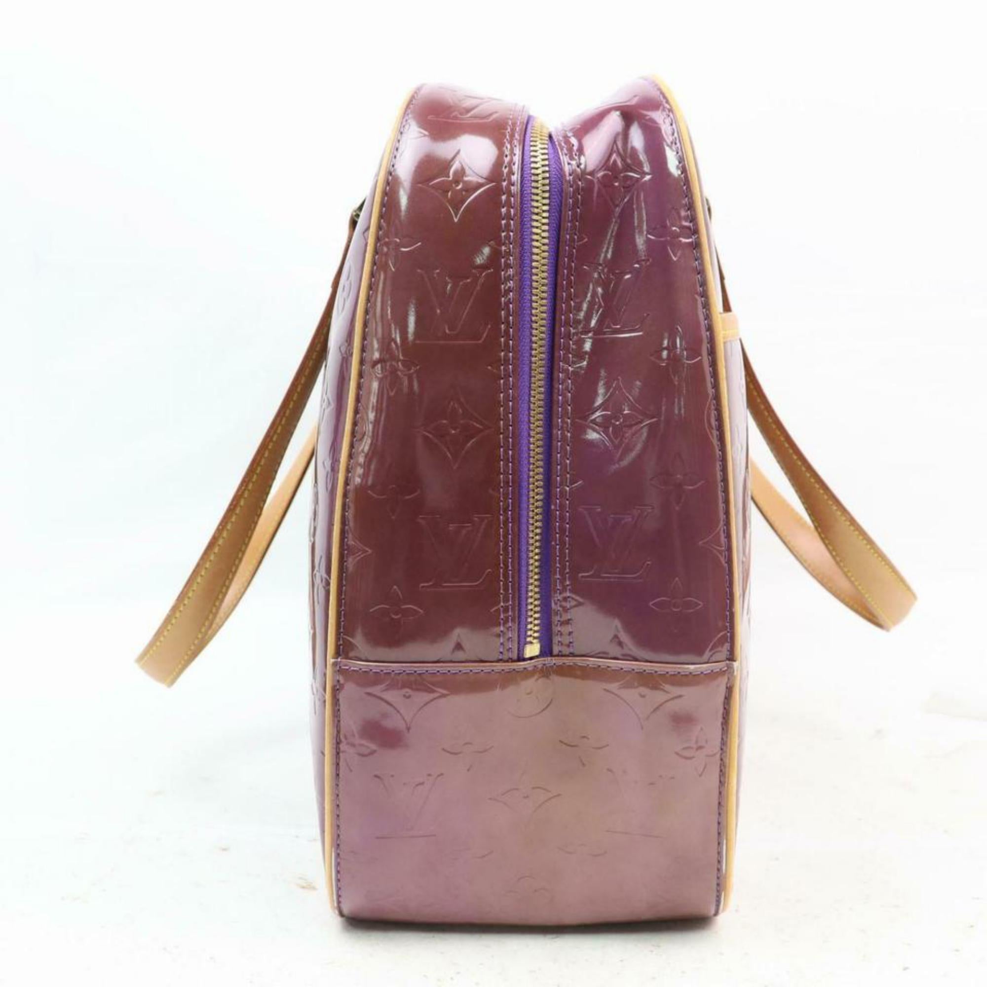 Louis Vuitton Large Monogram Vernis 870360 Purple Patent Leather Tote For Sale 6