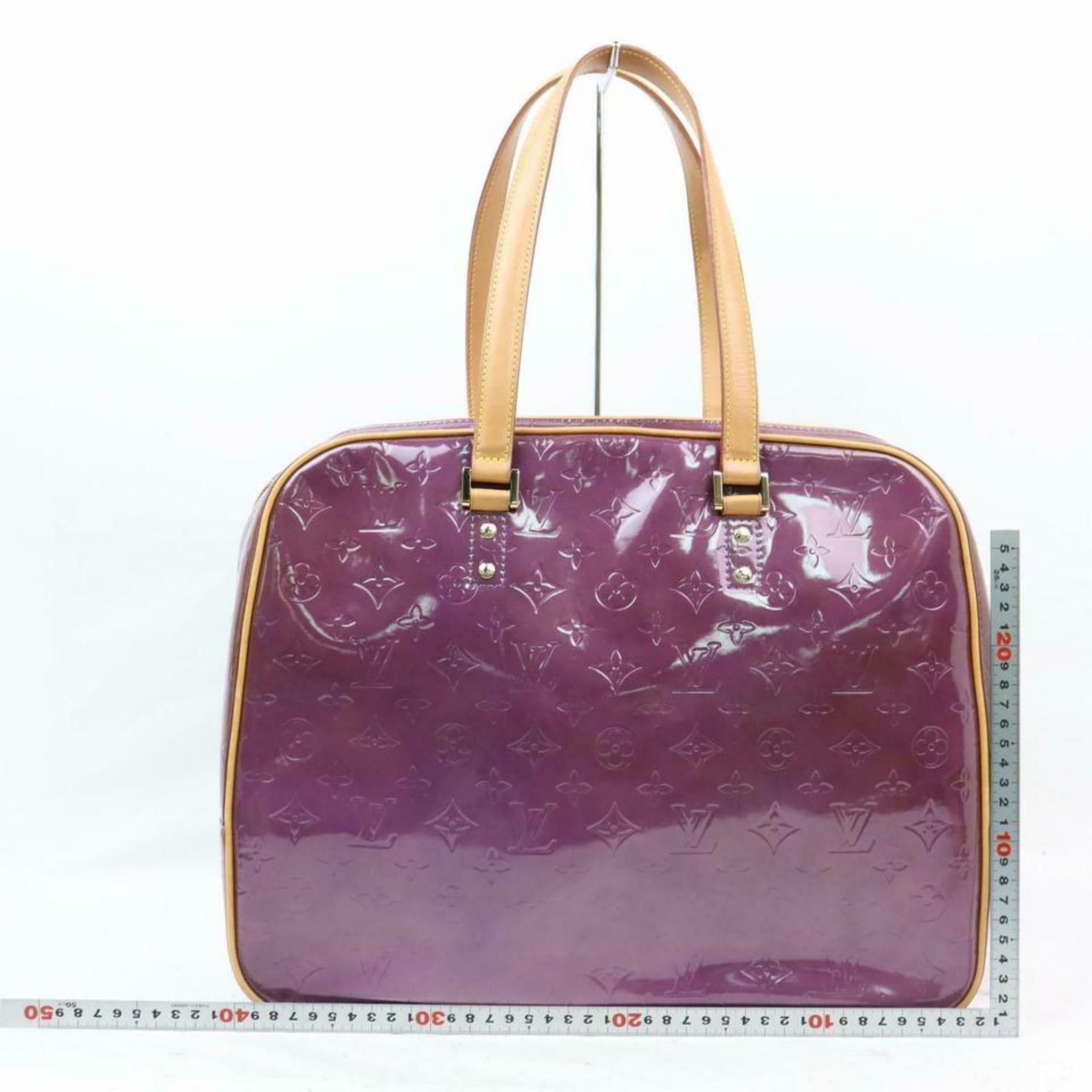 Louis Vuitton Large Monogram Vernis 870360 Purple Patent Leather Tote For Sale 1
