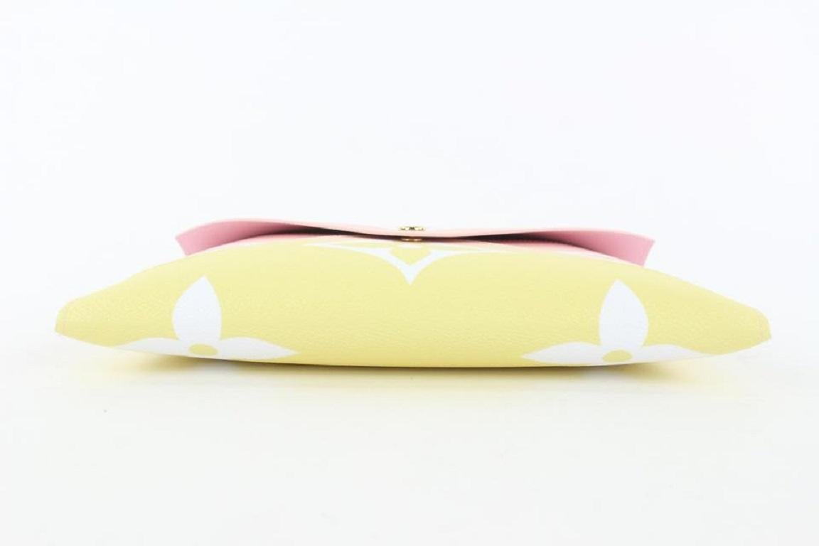Women's Louis Vuitton Large Pink x Yellow Monogram Kirigami GM Envelop Pouch 19lvs421 For Sale