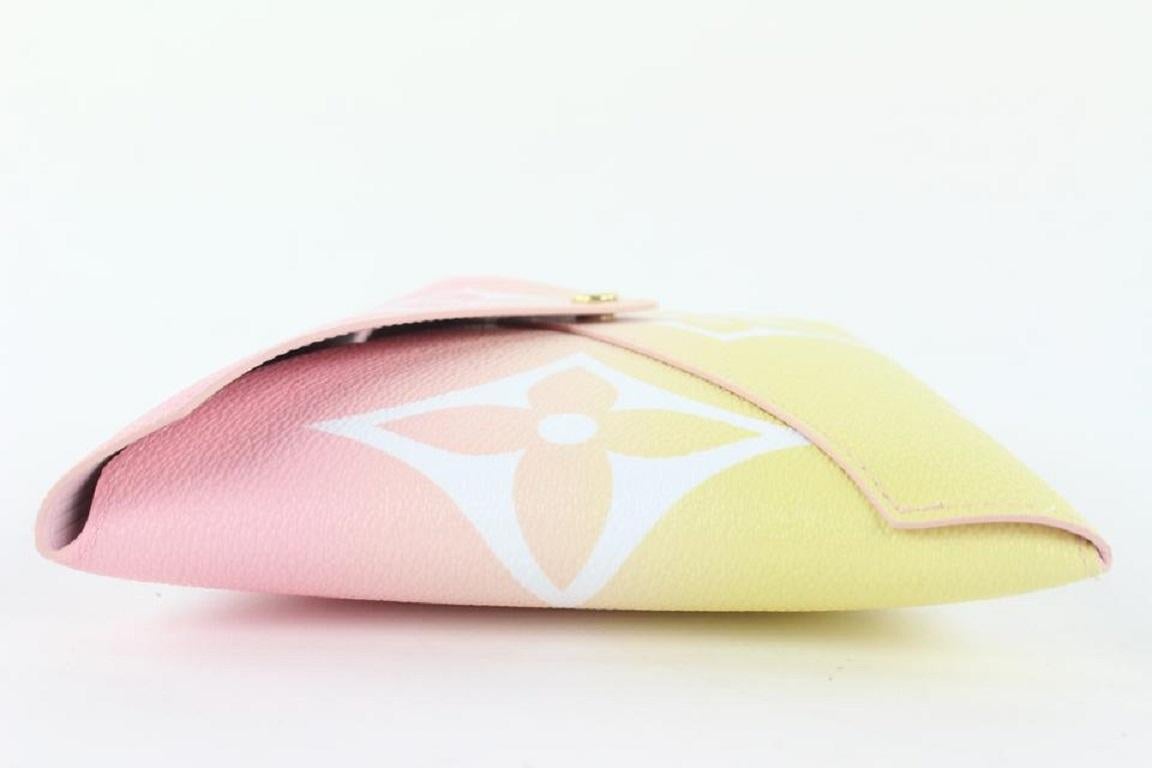 Louis Vuitton Large Pink x Yellow Monogram Kirigami GM Envelop Pouch 19lvs421 For Sale 1