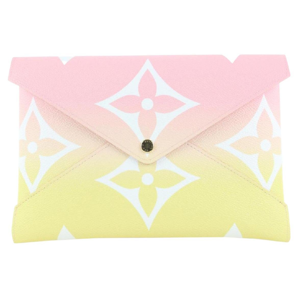 Louis Vuitton Large Pink x Yellow Monogram Kirigami GM Envelop Pouch 19lvs421 For Sale