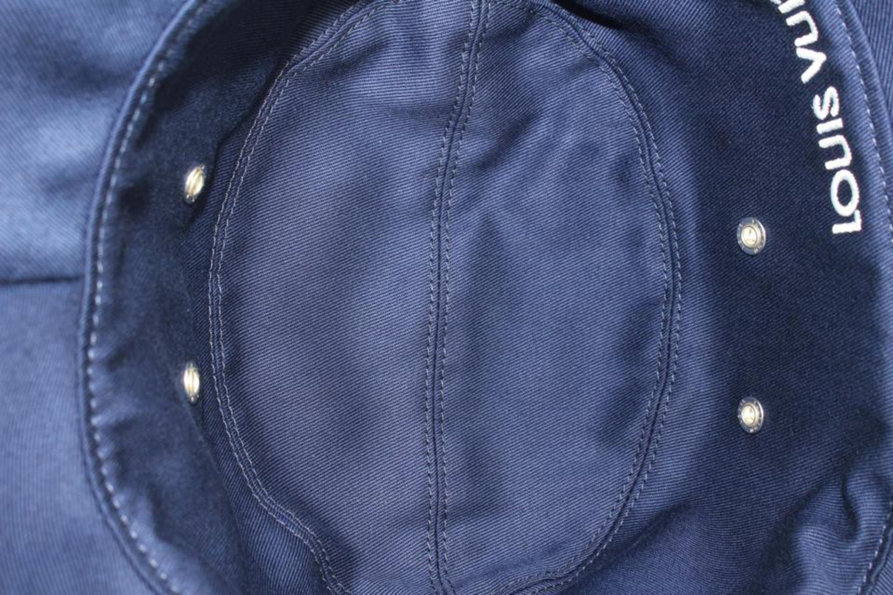 Louis Vuitton Large Size 60 Blue Monogram Bandana Bucket Hat Fisherman 10lk531s 3