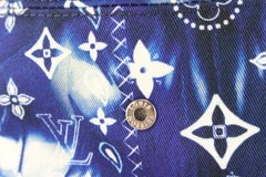 Louis Vuitton Large Size 60 Blue Monogram Bandana Bucket Hat Fisherman 10lk531s