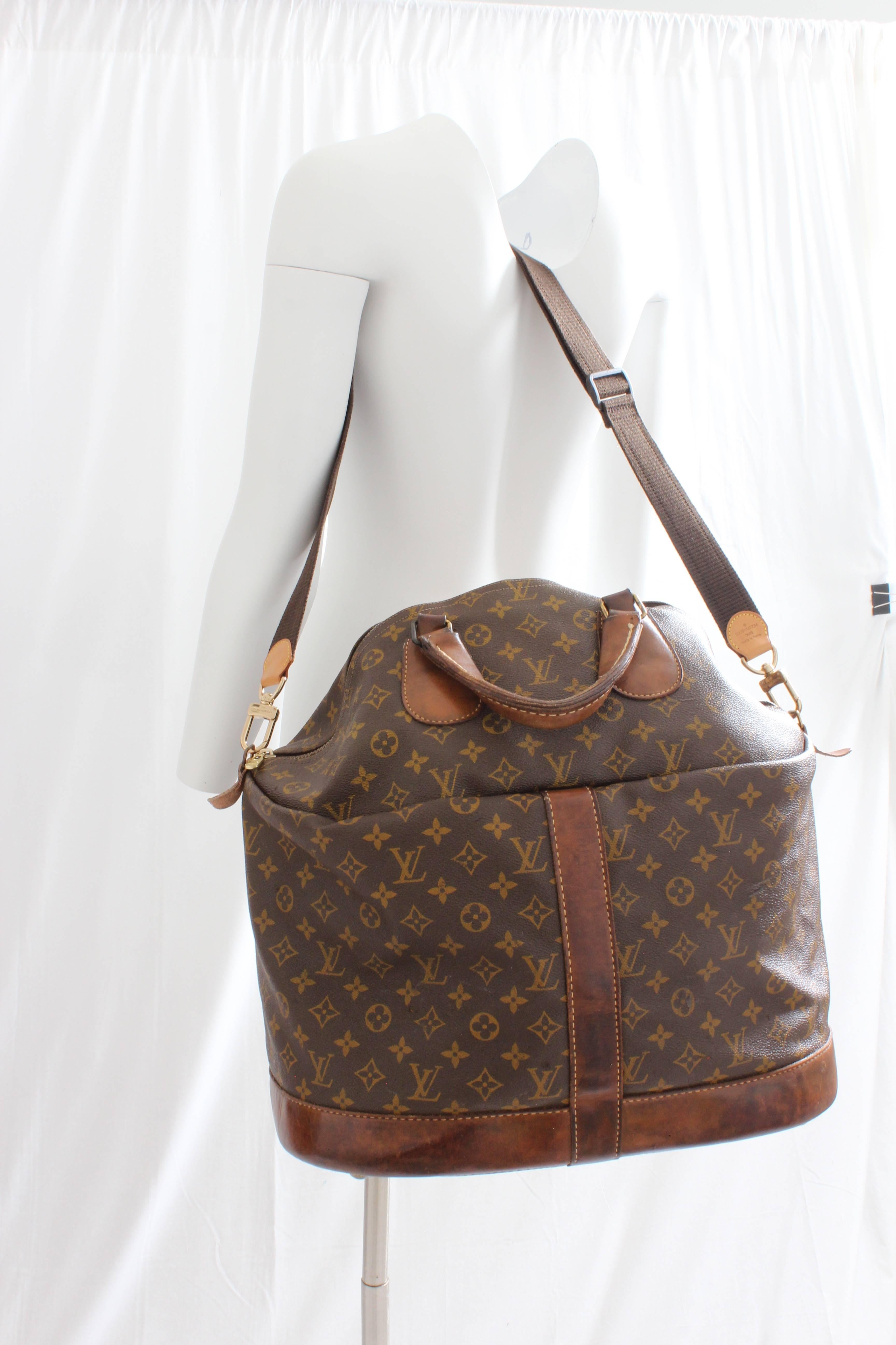 Louis Vuitton Large Steamer Bag Keepall Monogram Travel Tote French Company 70s  4