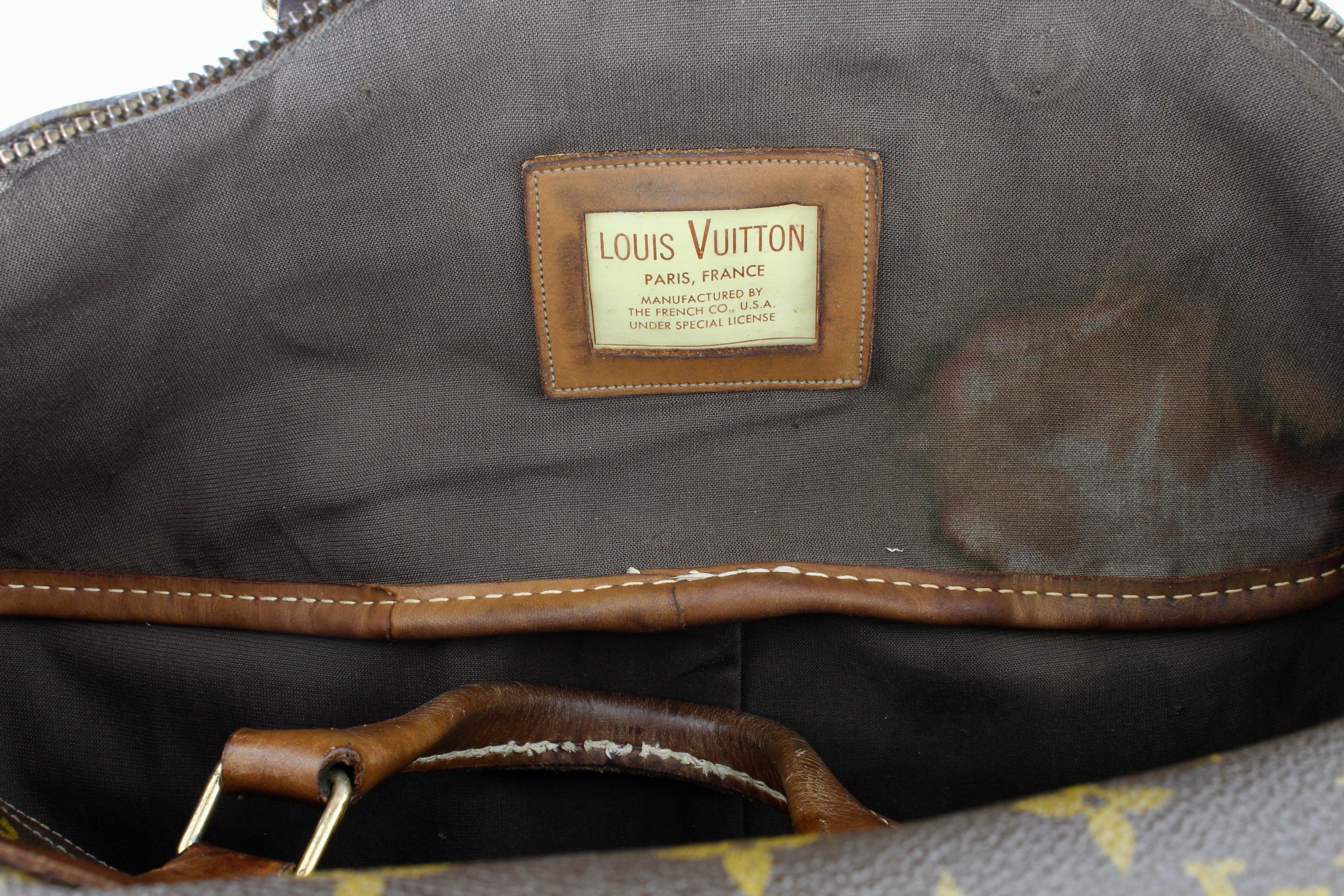 Louis Vuitton Large Steamer Bag Keepall Monogram Travel Tote French Company 70s  7