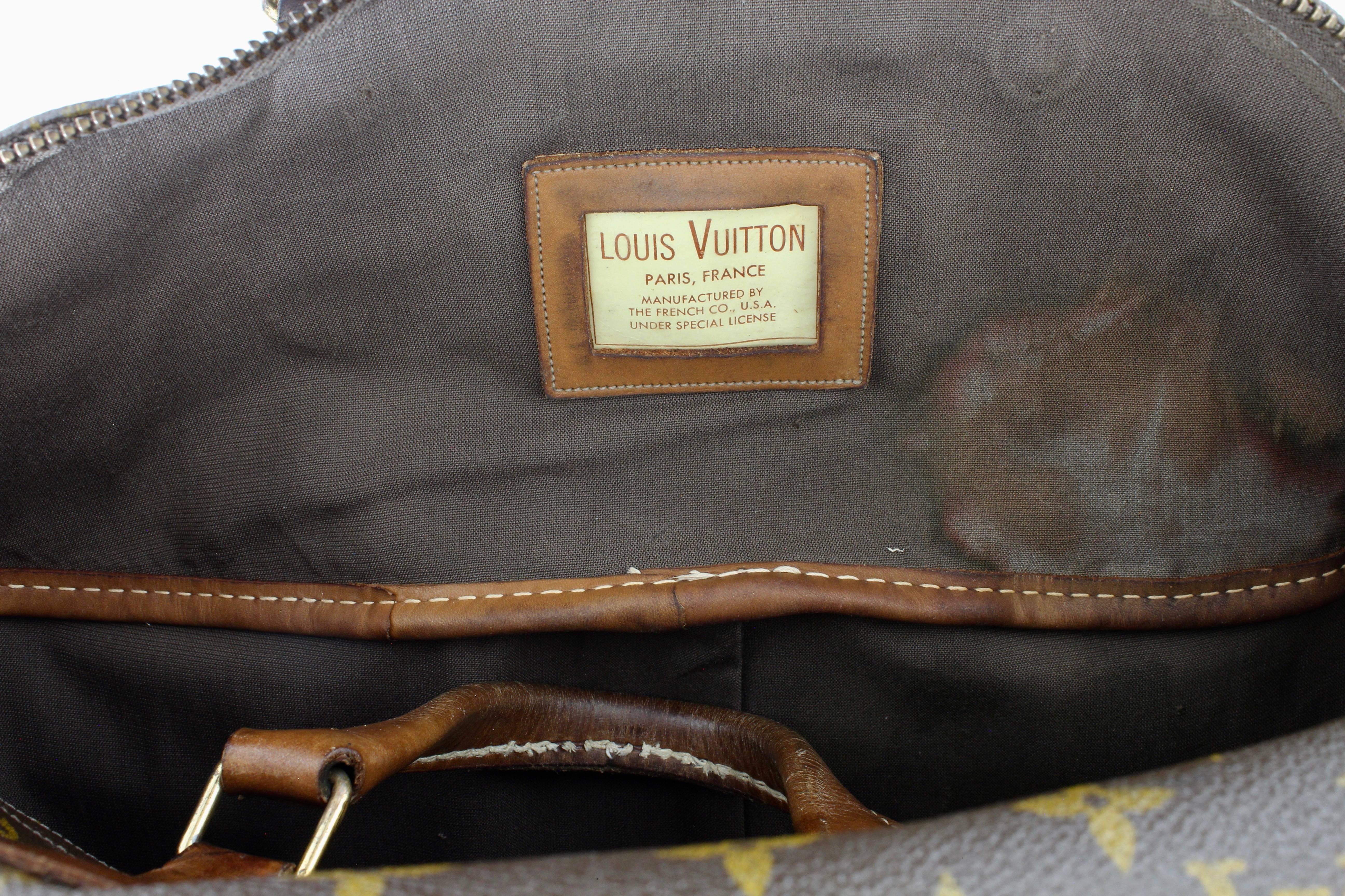 Louis Vuitton Large Steamer Bag Keepall Monogram Travel Tote French Company 70s 7