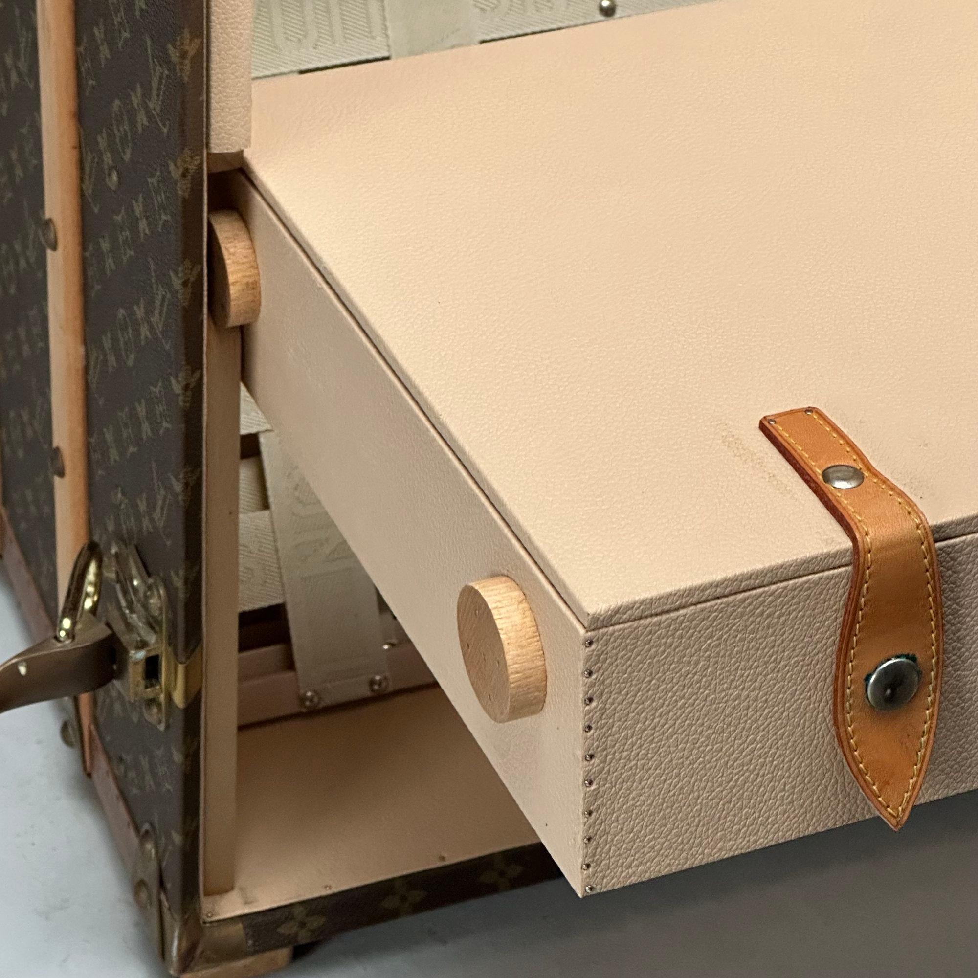 Grand malle à vapeur Louis Vuitton, toile monogrammée, cuir, commande spéciale en vente 5