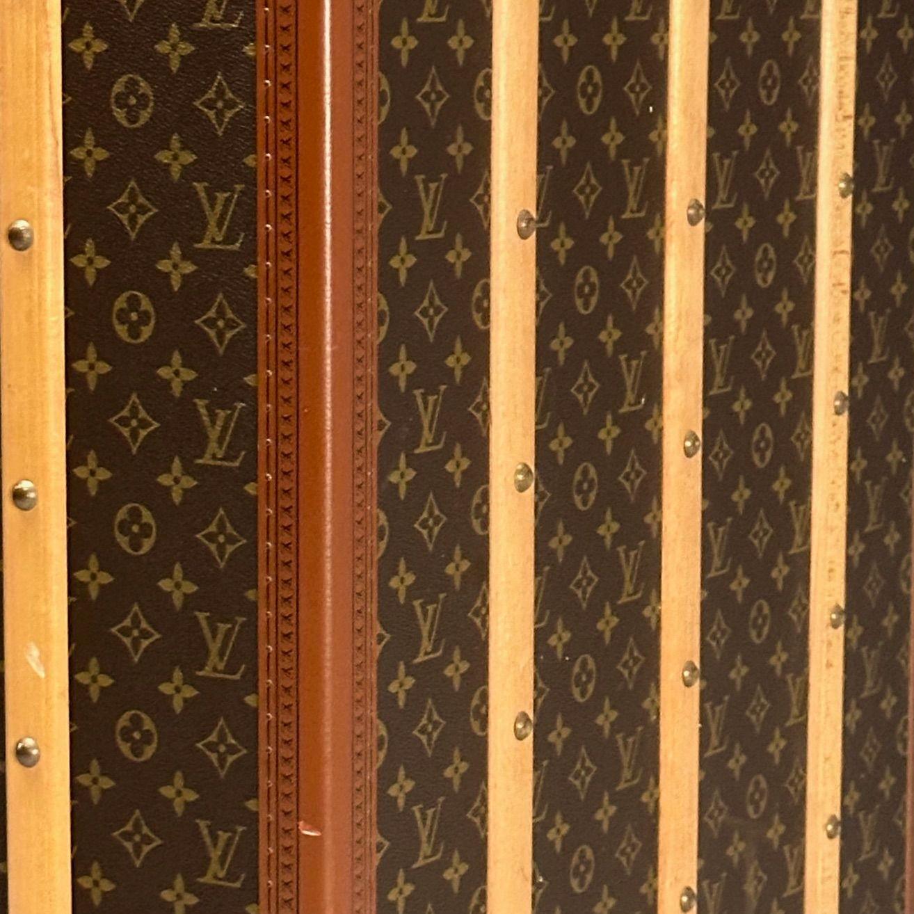 Grand malle à vapeur Louis Vuitton, toile monogrammée, cuir, commande spéciale en vente 1