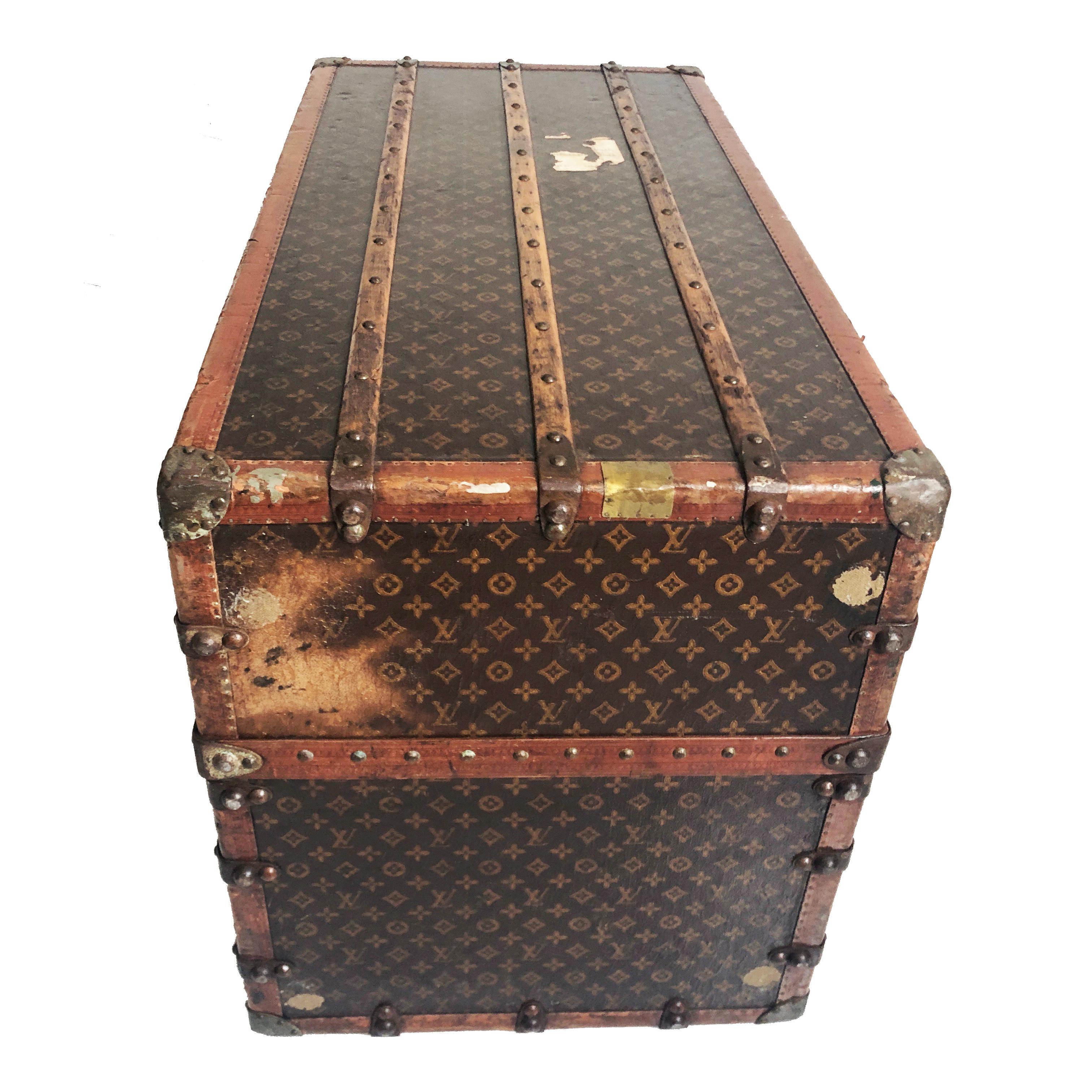 Louis Vuitton Large Wardrobe Steamer Trunk Monogram Travel Case Early 20th C  For Sale 6