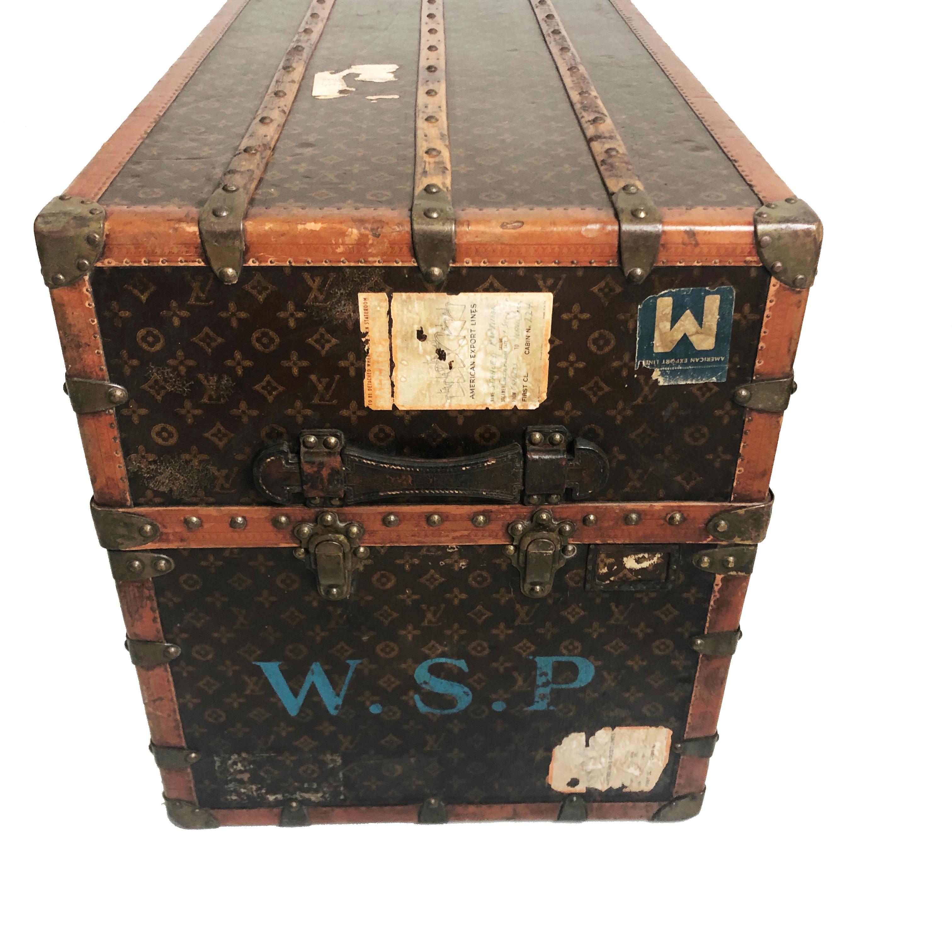 Louis Vuitton Large Wardrobe Steamer Trunk Monogram Travel Case Early 20th C  For Sale 7