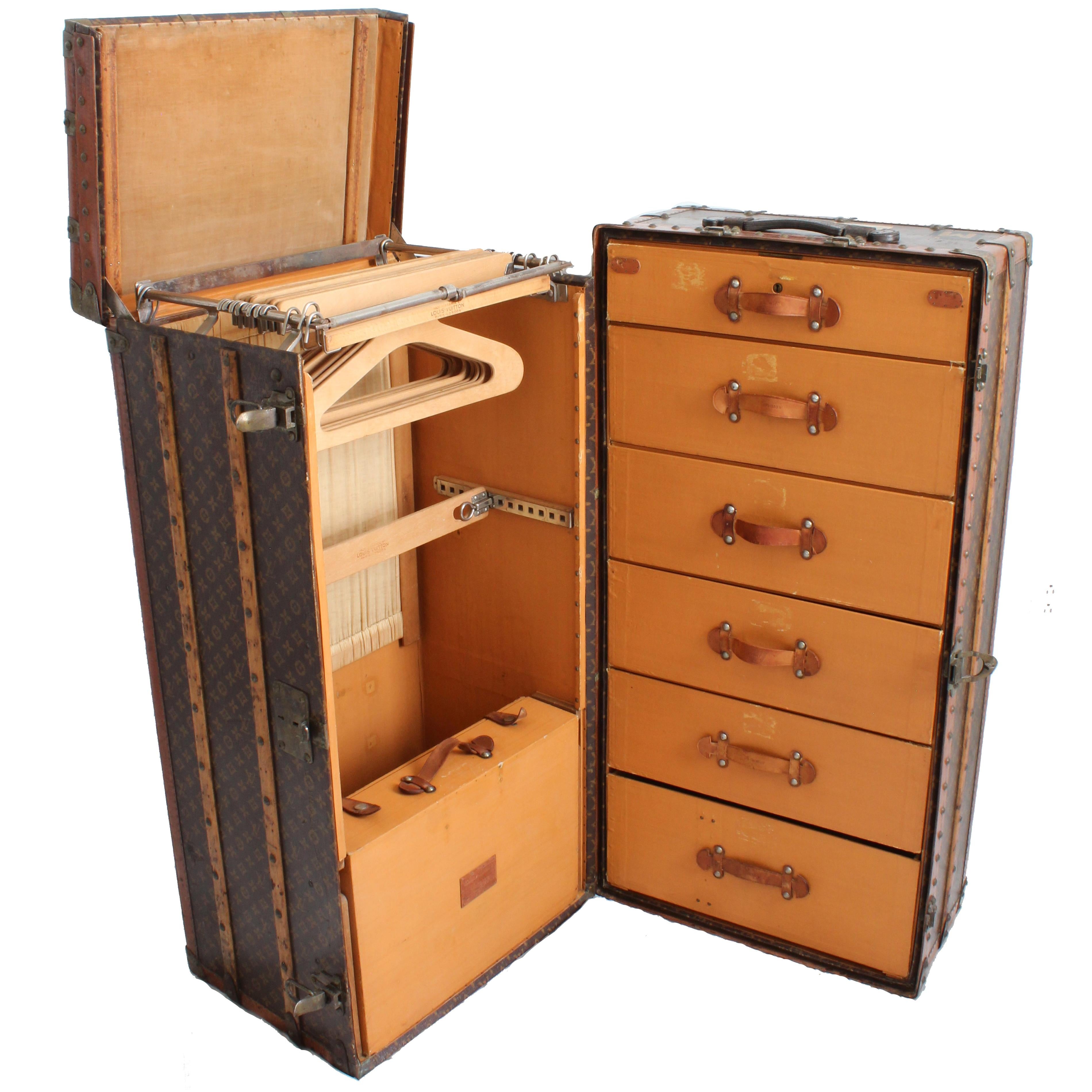 Louis Vuitton Large Wardrobe Steamer Trunk Monogram Travel Case Early 20th C 8