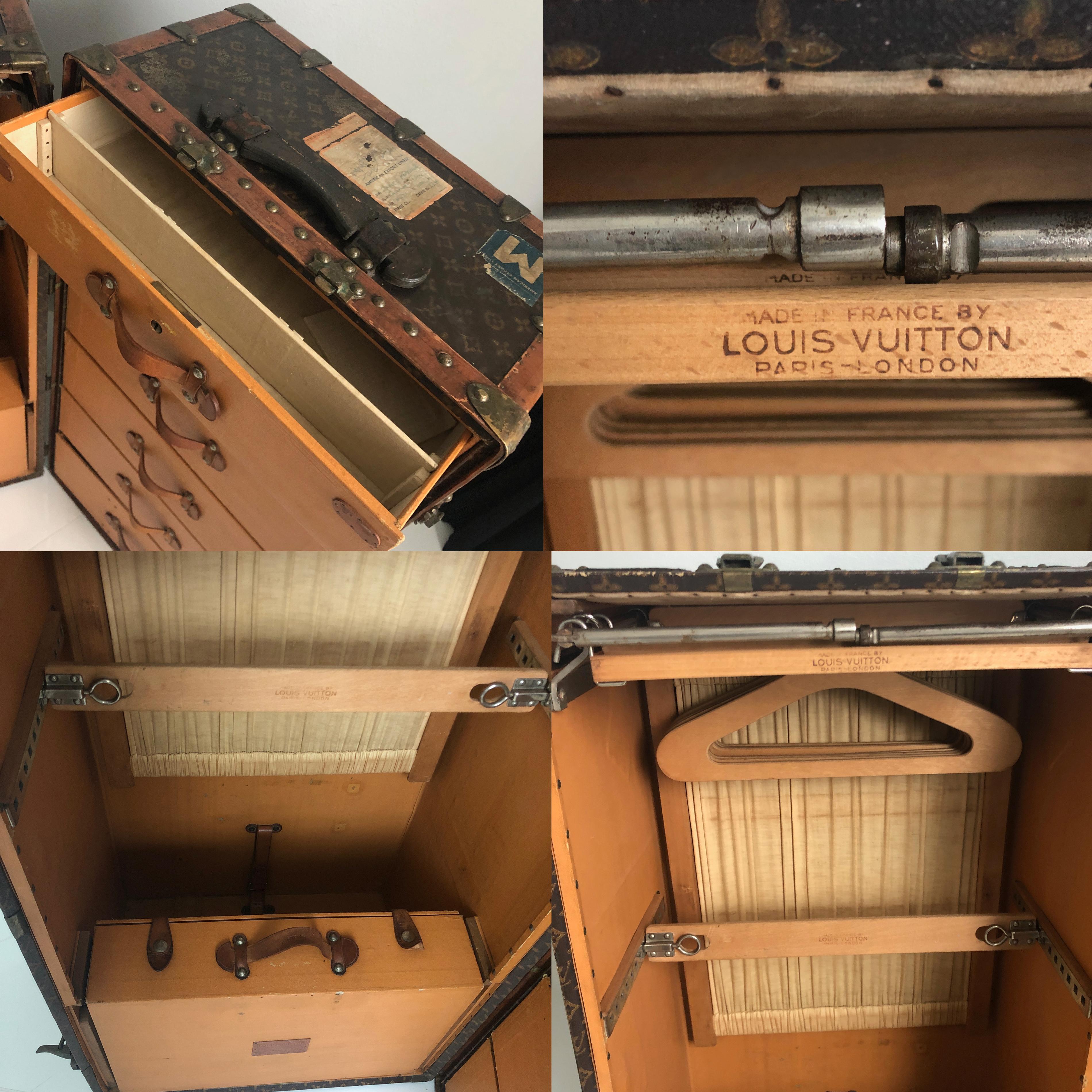 Louis Vuitton Large Wardrobe Steamer Trunk Monogram Travel Case Early 20th C 10
