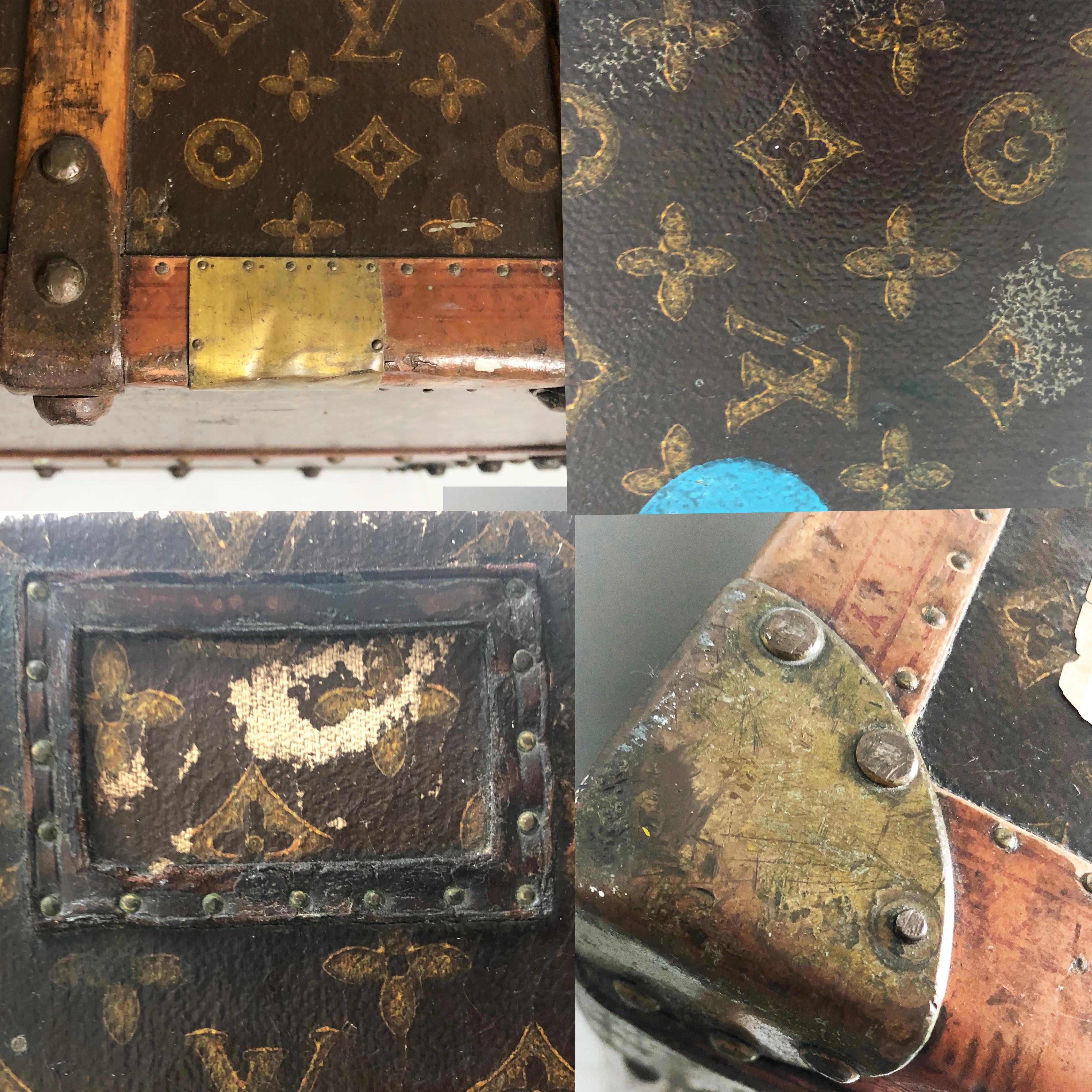 Louis Vuitton Large Wardrobe Steamer Trunk Monogram Travel Case Early 20th C  For Sale 13