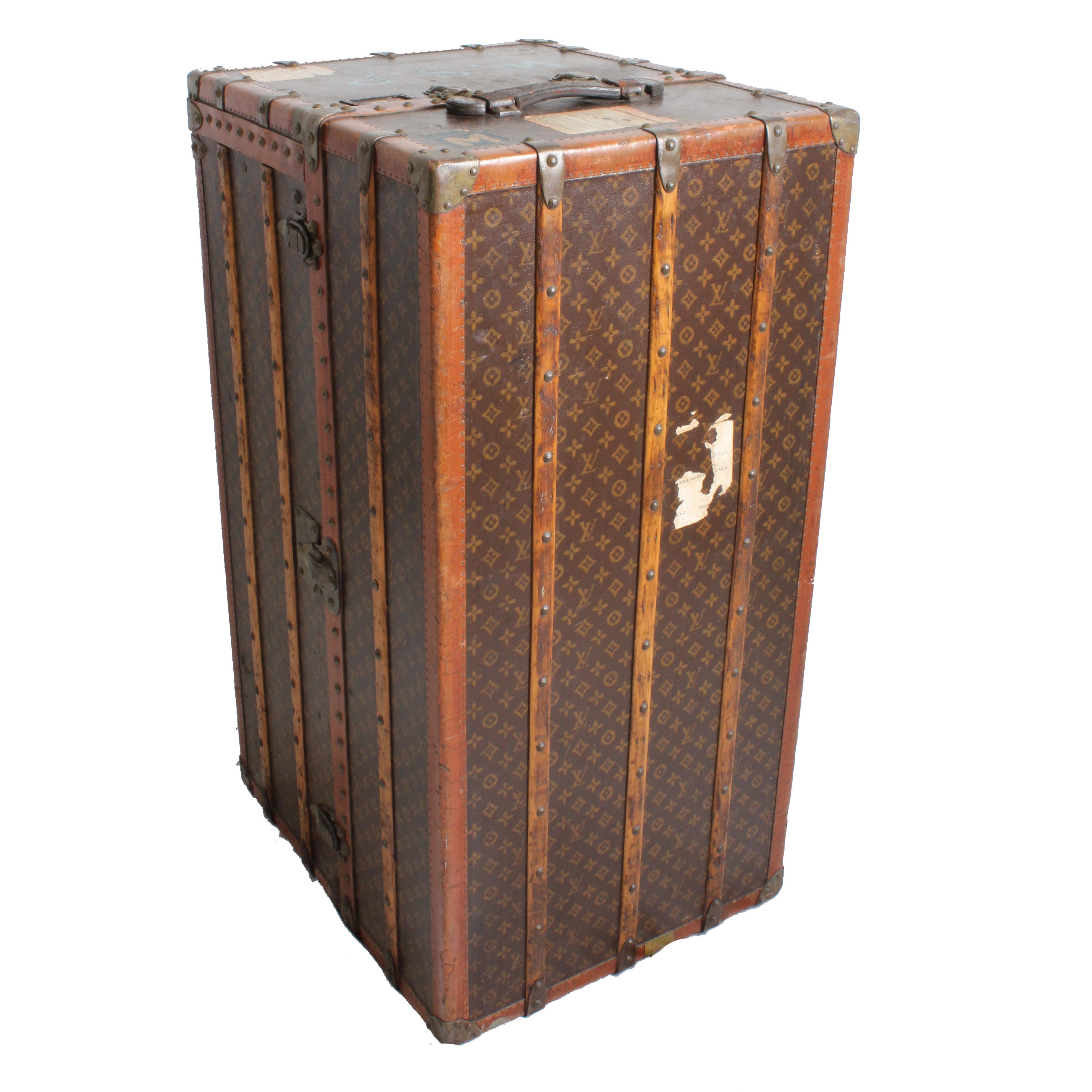 Louis Vuitton Large Wardrobe Steamer Trunk Monogram Travel Case Early 20th C  For Sale 2